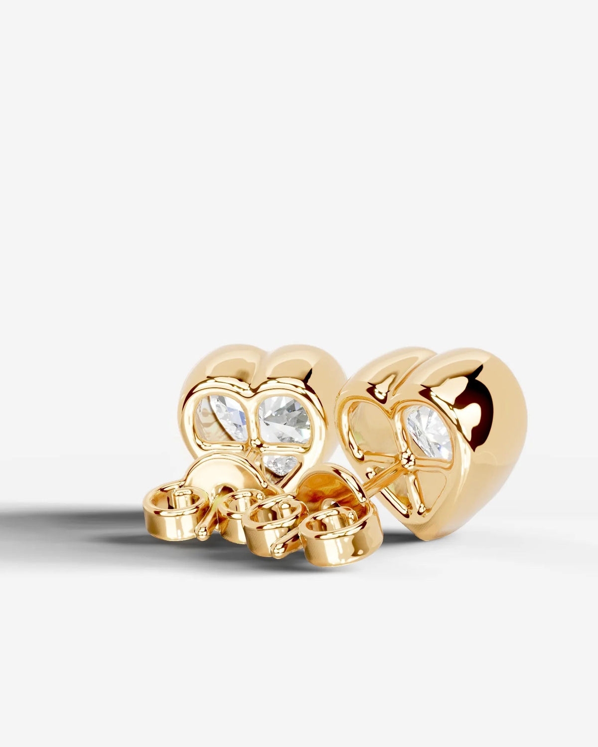 Janice Lab Grown Diamond Earrings Heart - Yellow Gold