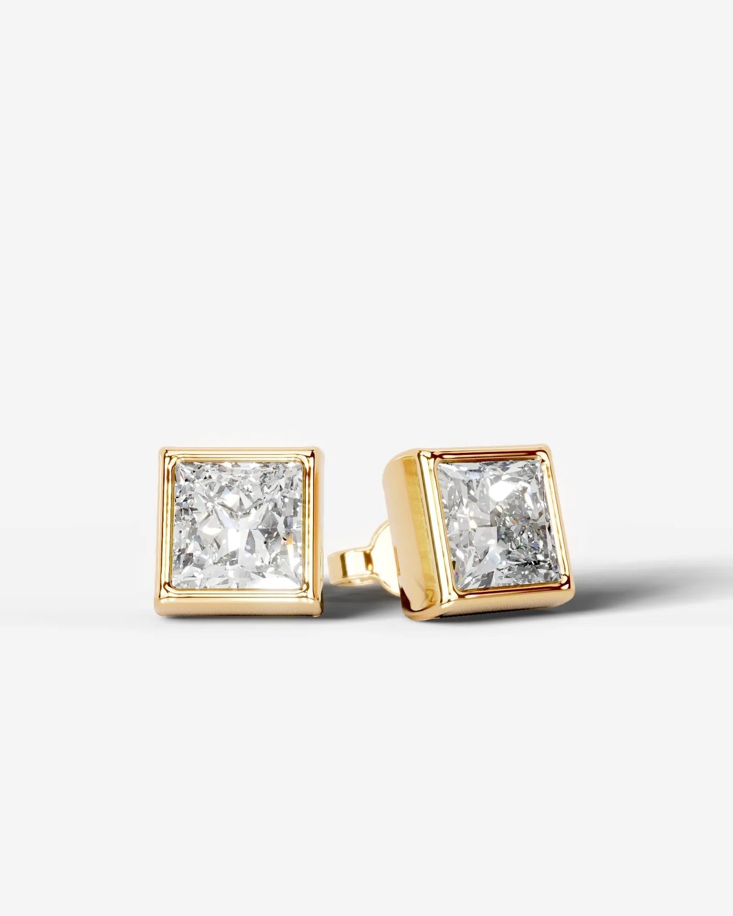 Janice Lab Grown Diamond Earrings Princess - Yellow Gold