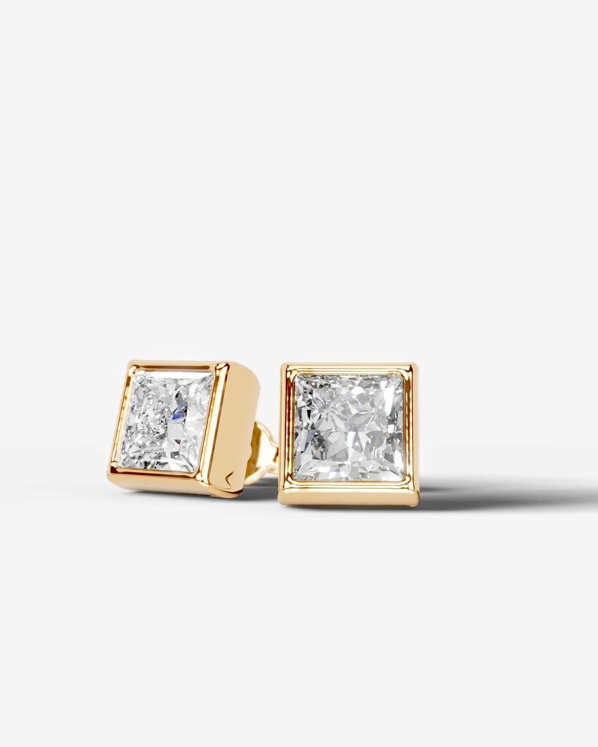 Janice Lab Grown Diamond Earrings Princess - Yellow Gold