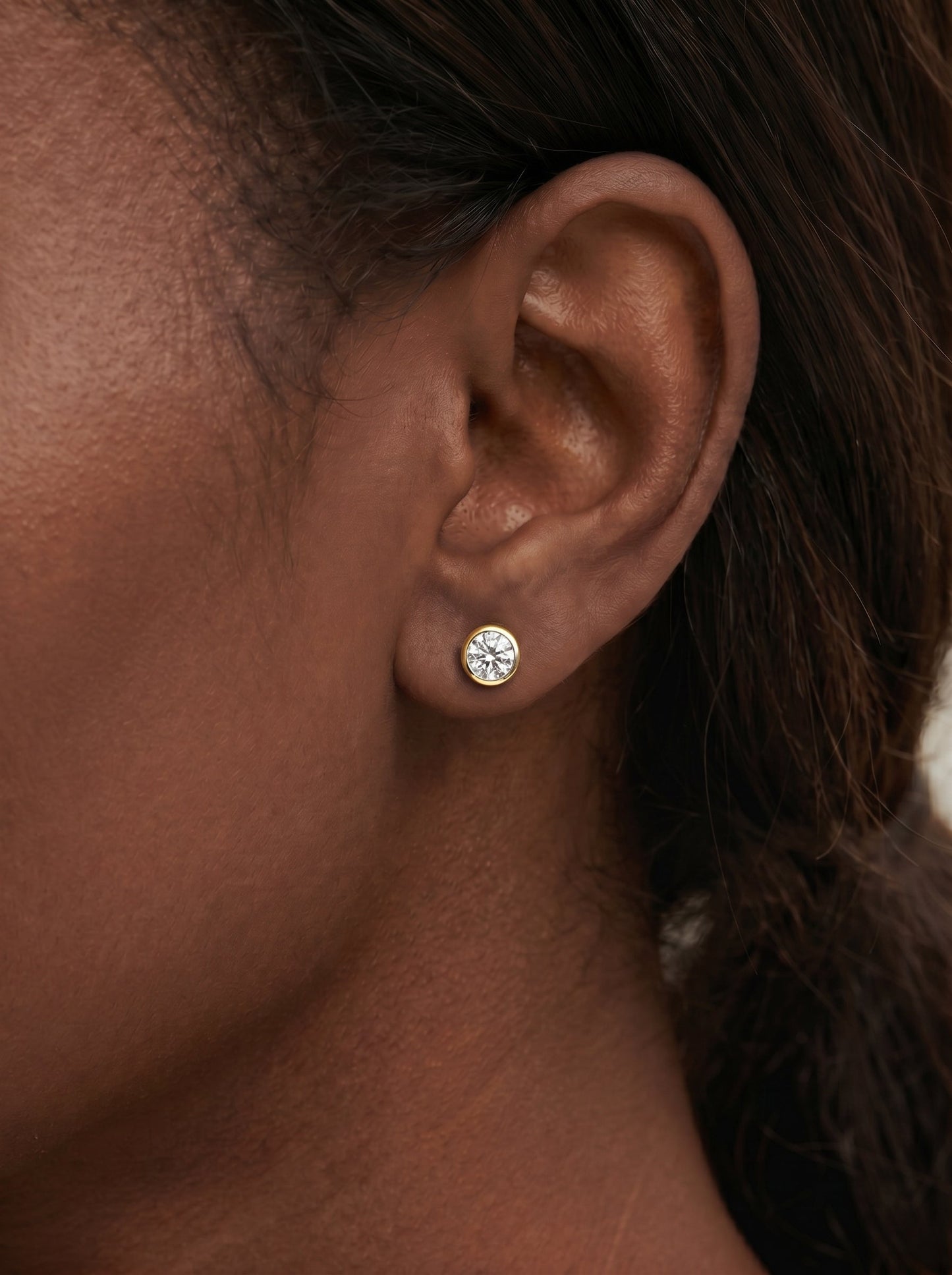 Janice Lab Grown Diamond Earrings Round - Yellow Gold