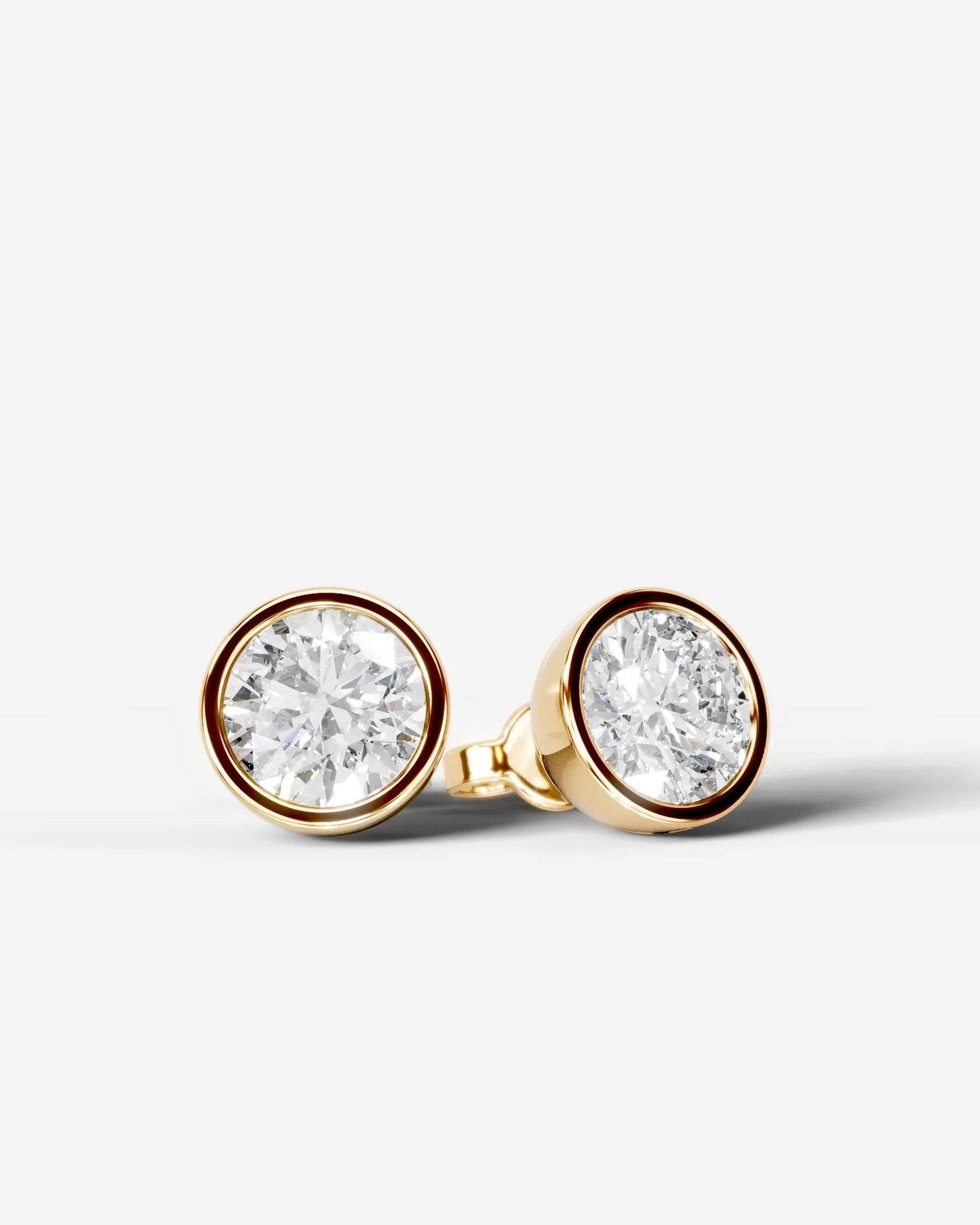 Janice Lab Grown Diamond Earrings Round - Yellow Gold