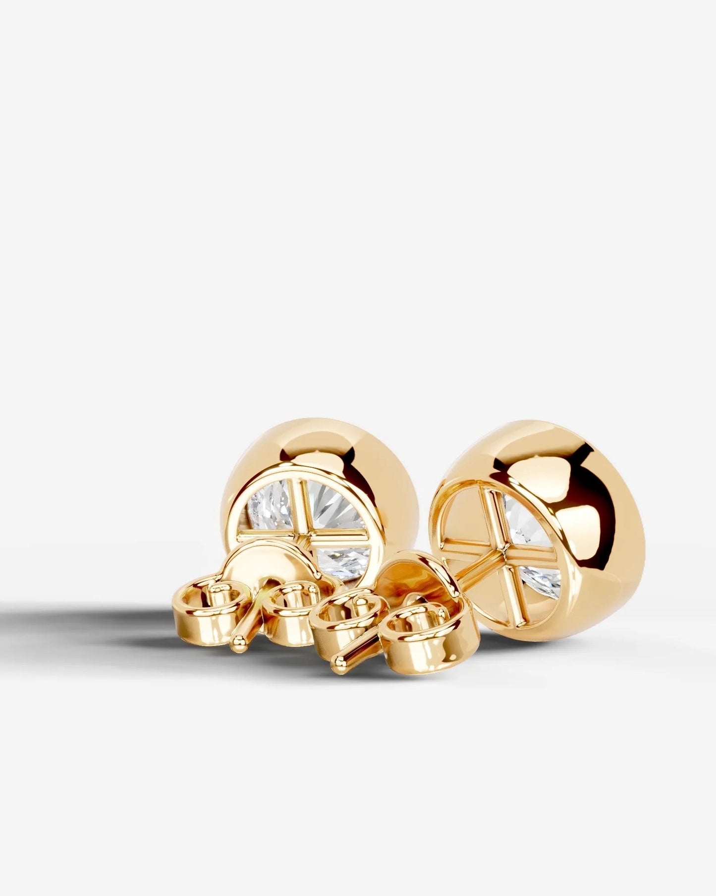 Janice Lab Grown Diamond Earrings Round - Yellow Gold