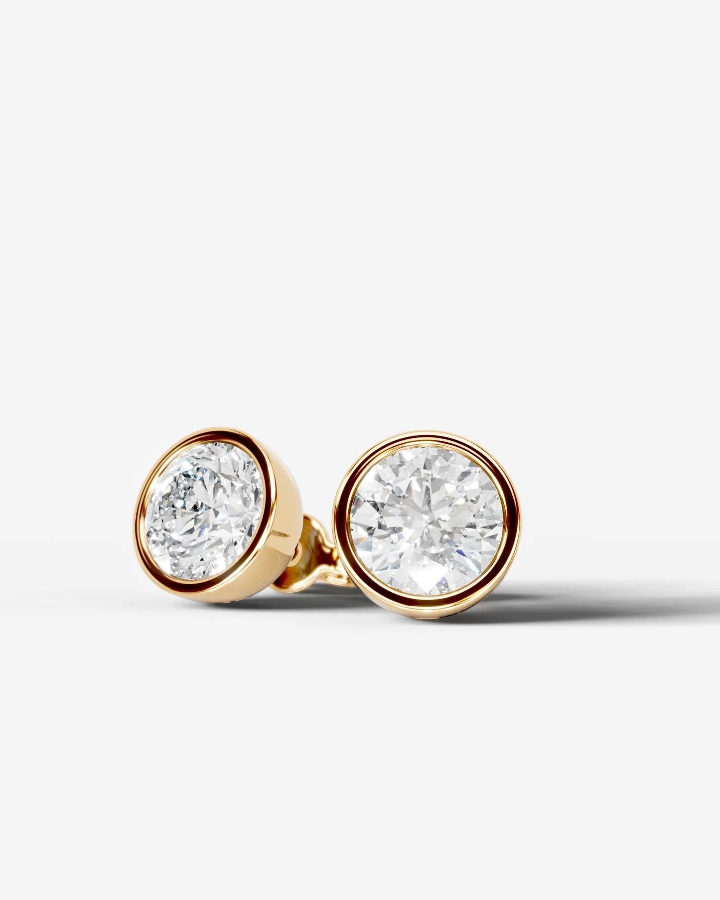 Janice Lab Grown Diamond Earrings Round - Yellow Gold