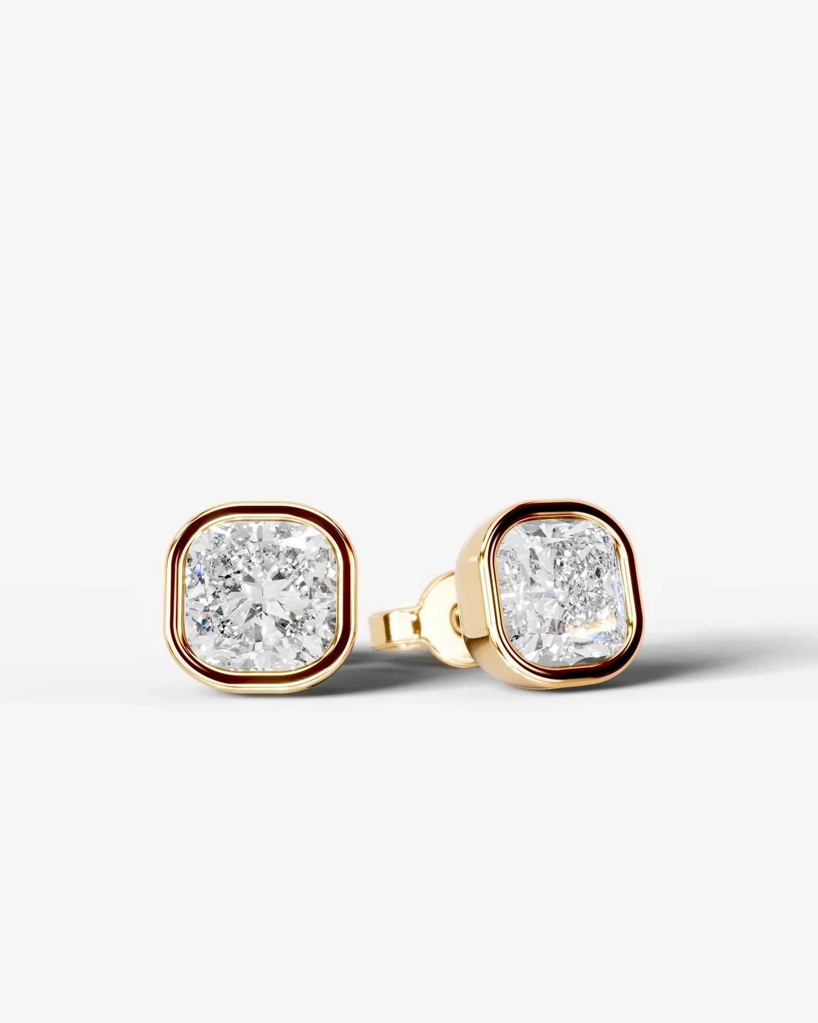 Janice Lab Grown Diamond Earrings Square Cushion - Yellow Gold