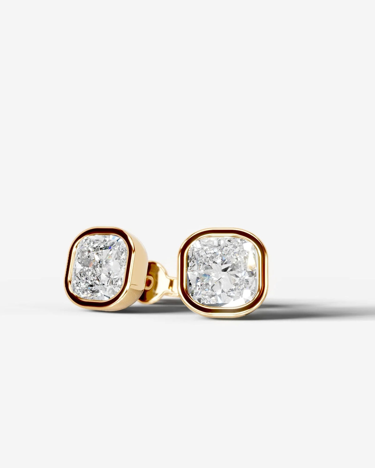 Janice Lab Grown Diamond Earrings Square Cushion - Yellow Gold