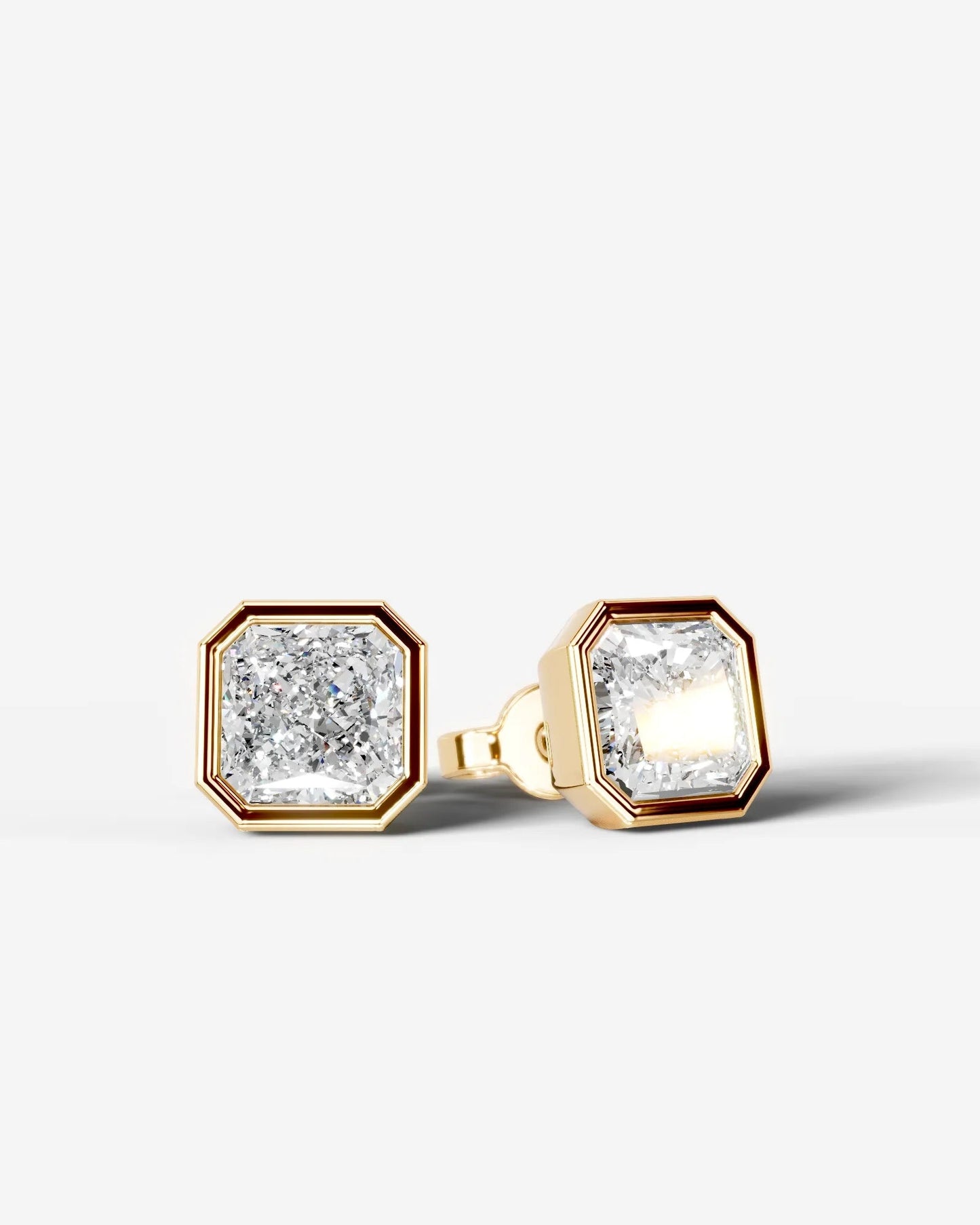 Janice Lab Grown Diamond Earrings Square Radiant - Yellow Gold