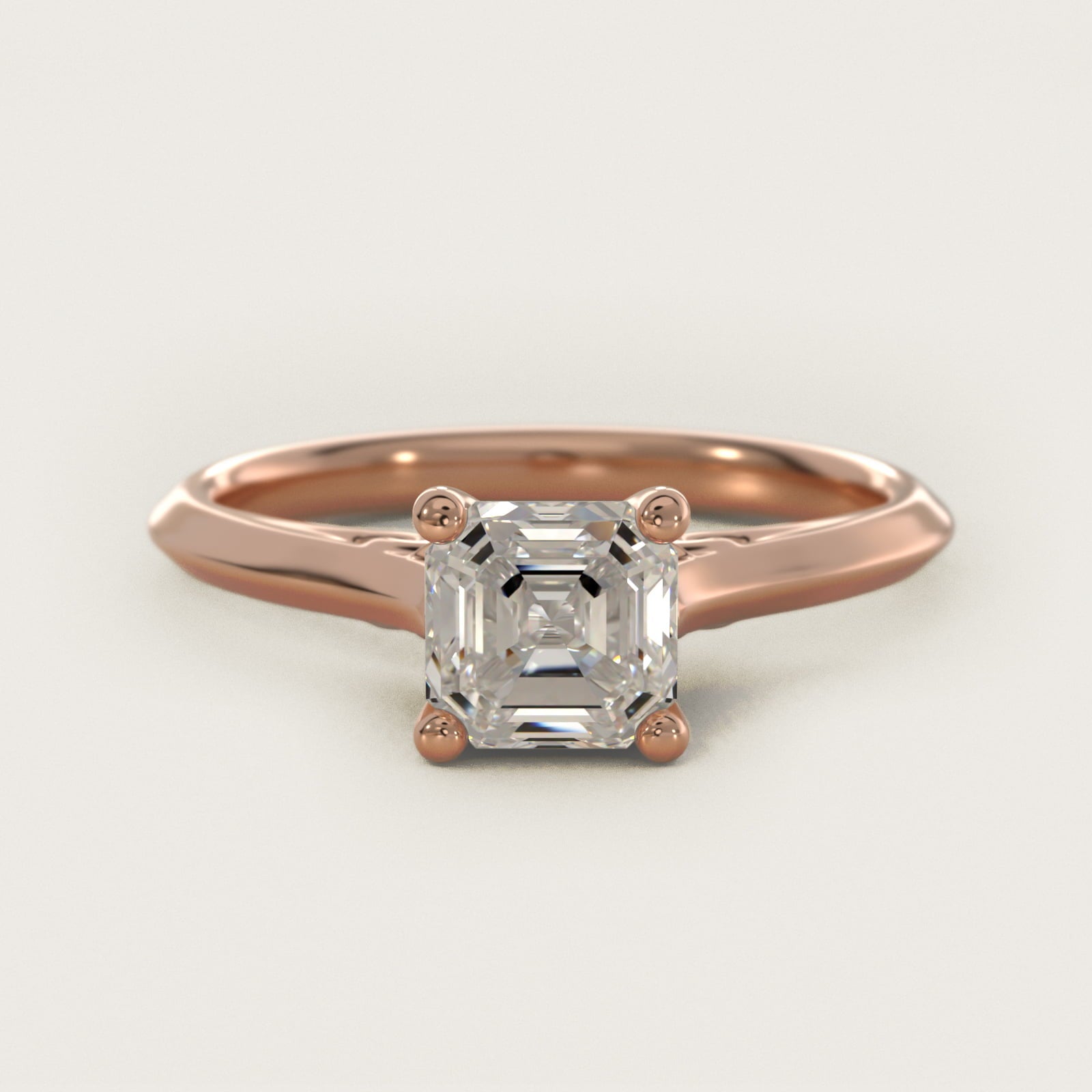 Knife Edge Lotus Bridge Solitaire Plus Diamond Engagement Ring in 14k Rose Gold - Asscher Center