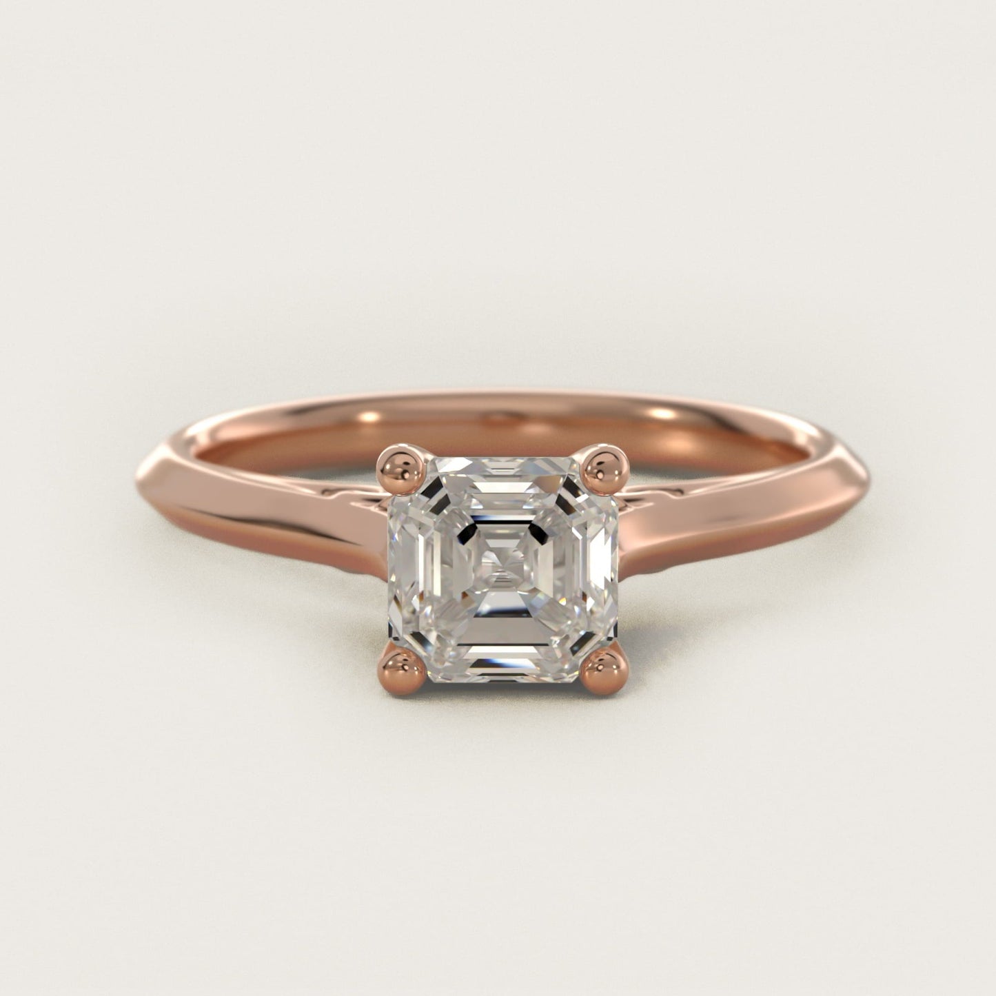 Knife Edge Lotus Bridge Solitaire Plus Diamond Engagement Ring in 18k Rose Gold - Asscher Center