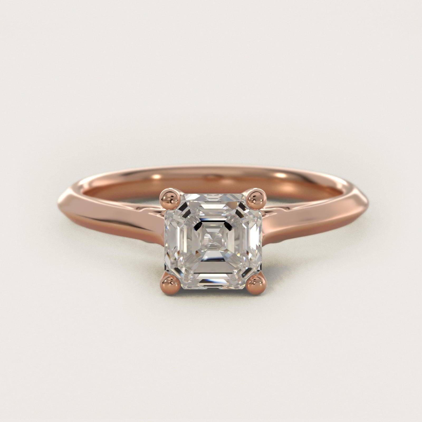 Knife Edge Lotus Bridge Solitaire Plus Diamond Engagement Ring in 18k Rose Gold - Asscher Center