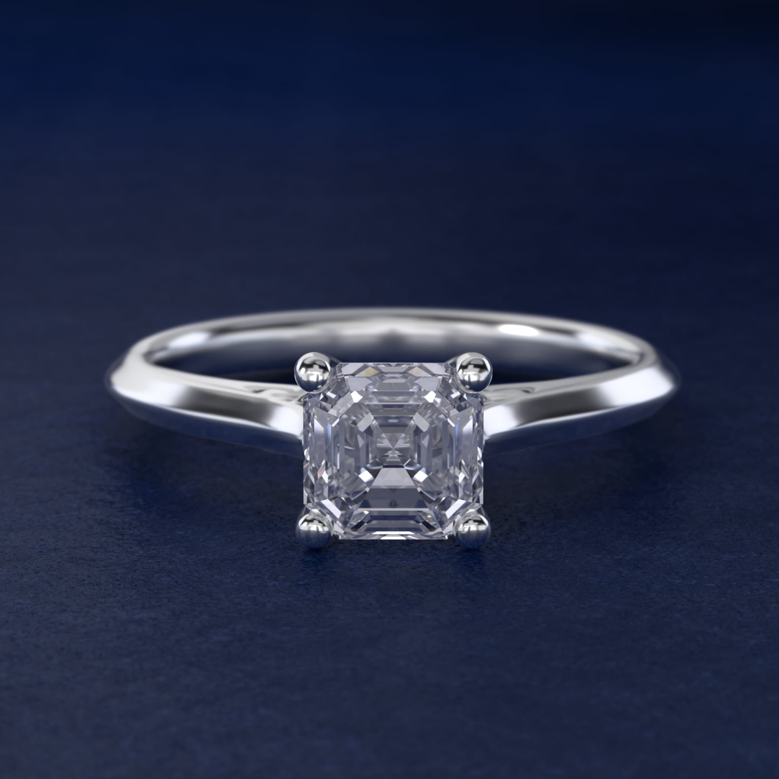 Knife Edge Lotus Bridge Solitaire Plus Diamond Engagement Ring in 18k White Gold - Asscher Center
