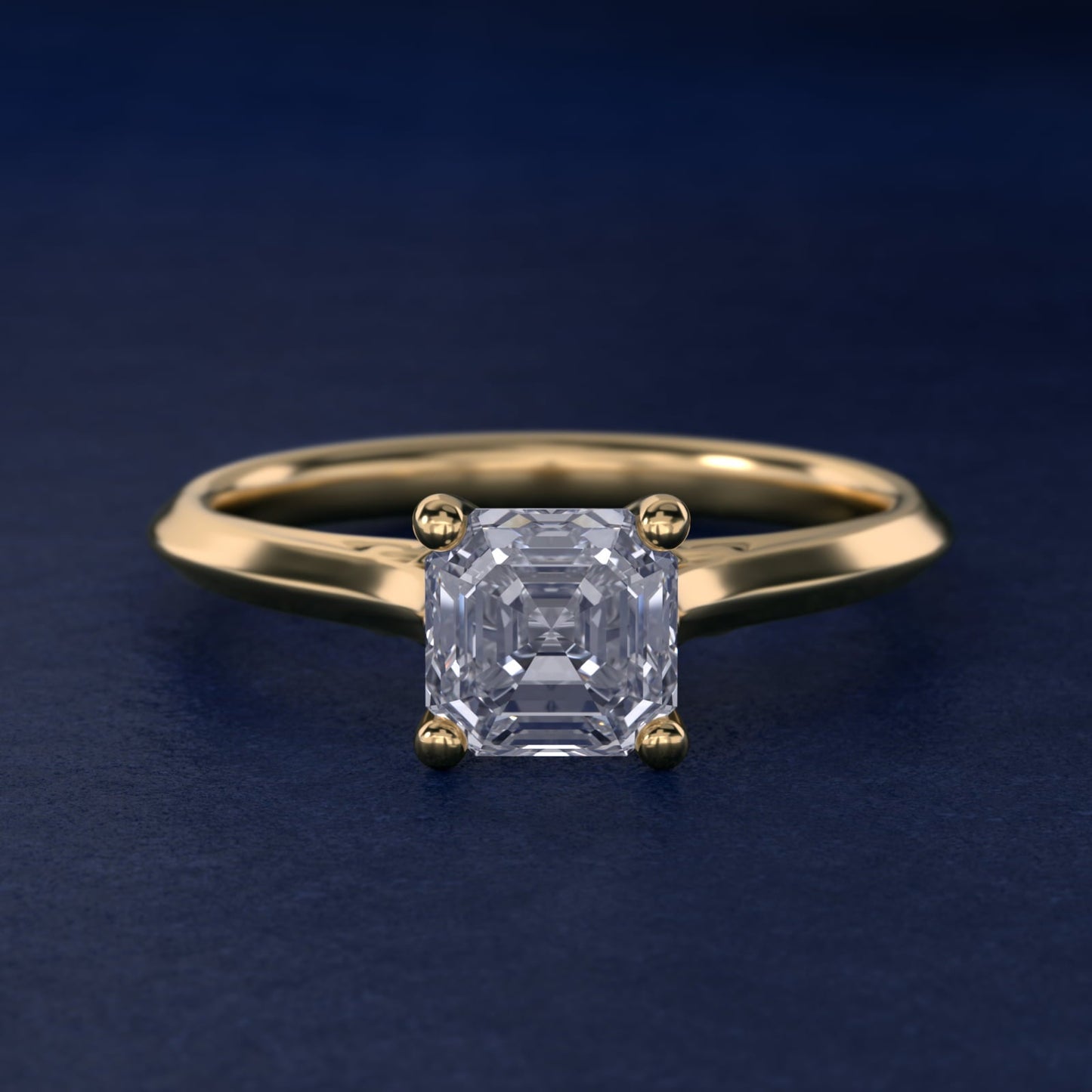Knife Edge Lotus Bridge Solitaire Plus Diamond Engagement Ring in 18k Yellow Gold - Asscher Center