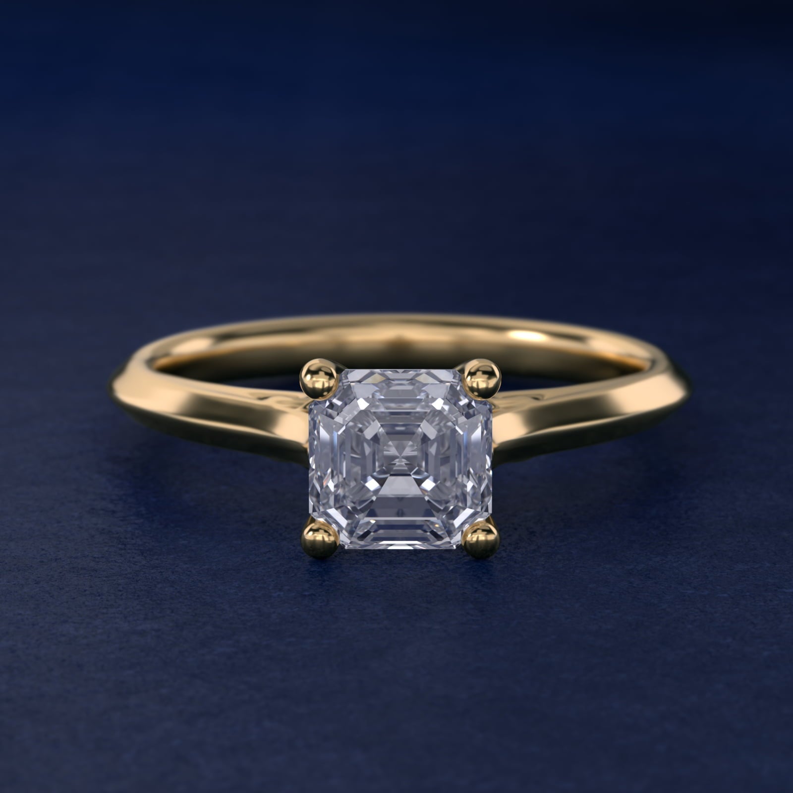 Knife Edge Lotus Bridge Solitaire Plus Diamond Engagement Ring in 18k Yellow Gold - Asscher Center