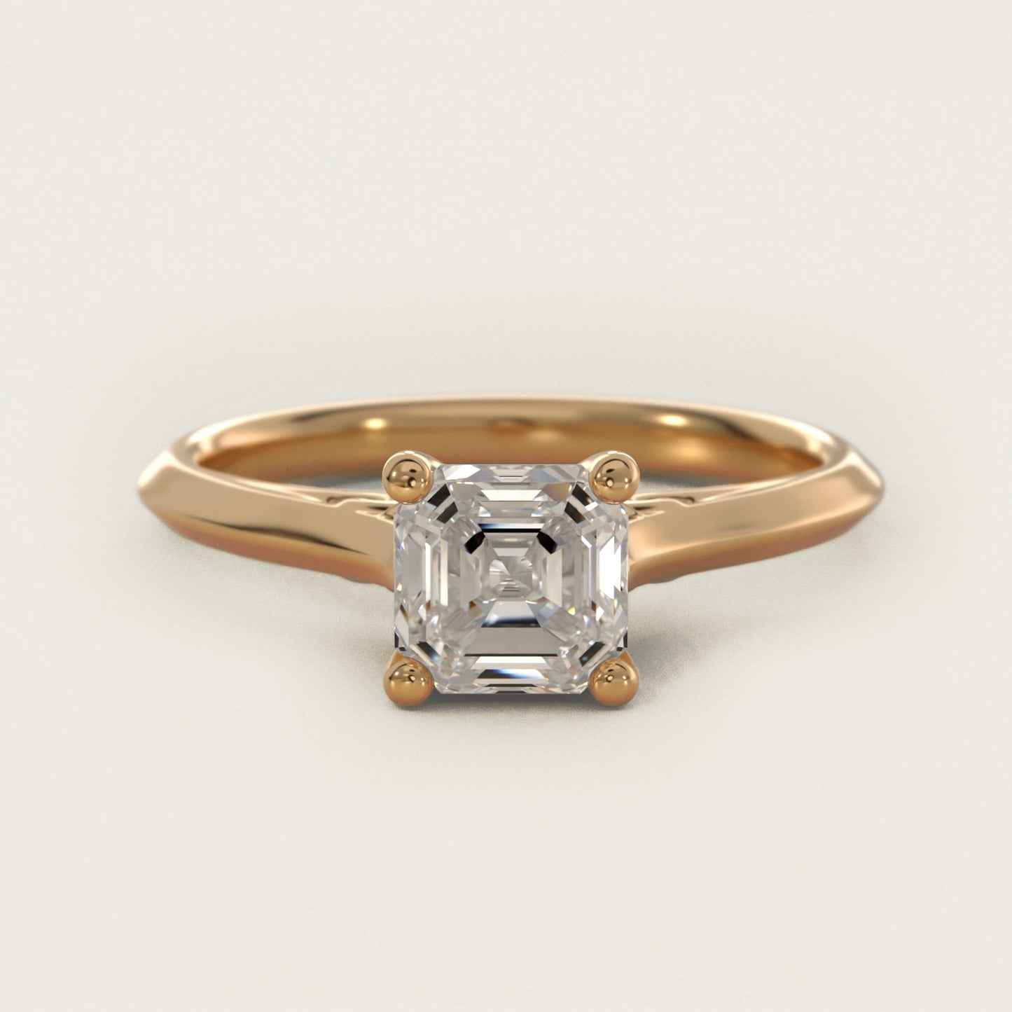 Knife Edge Lotus Bridge Solitaire Plus Diamond Engagement Ring in 18k Yellow Gold - Asscher Center