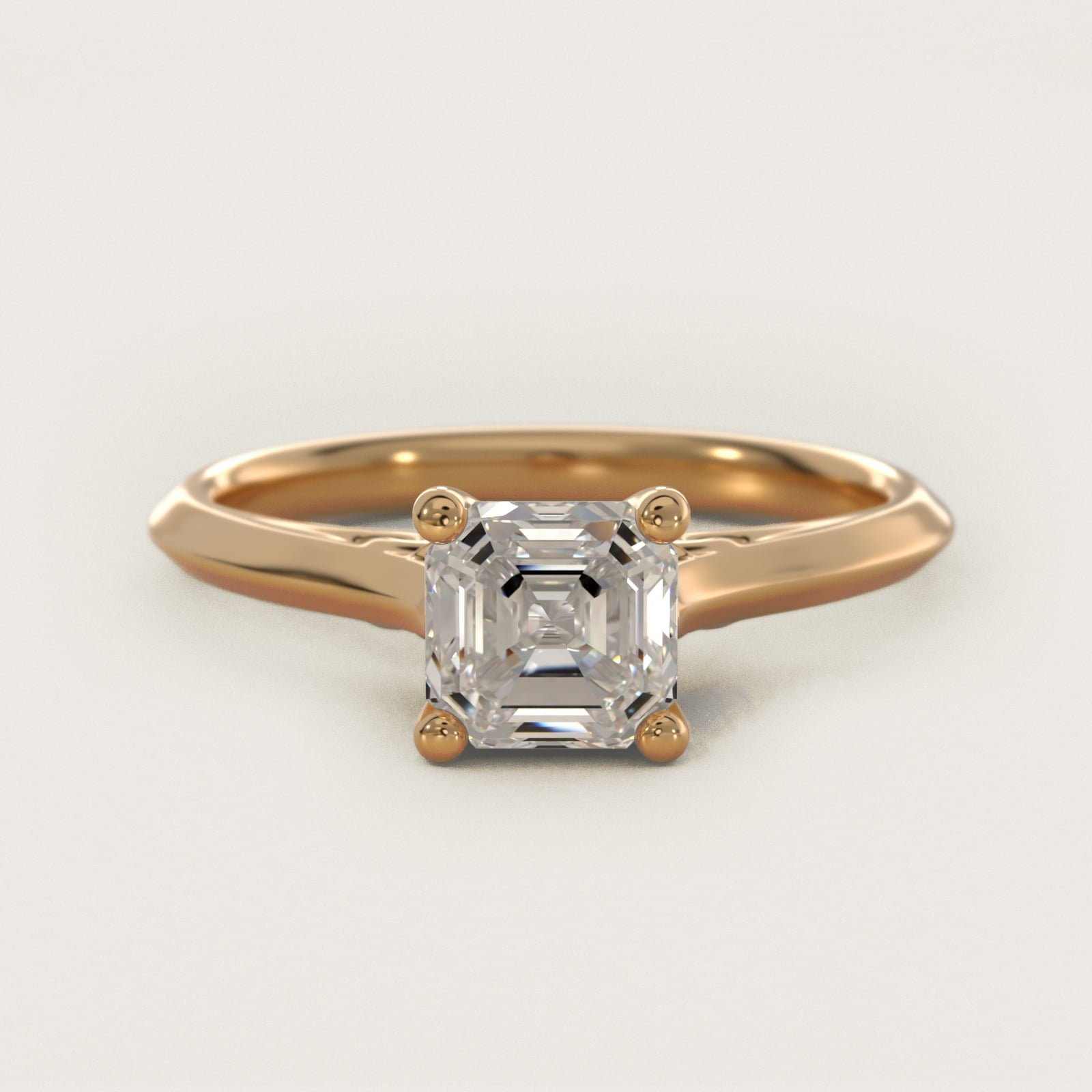 Knife Edge Lotus Bridge Solitaire Plus Diamond Engagement Ring in 18k Yellow Gold - Asscher Center