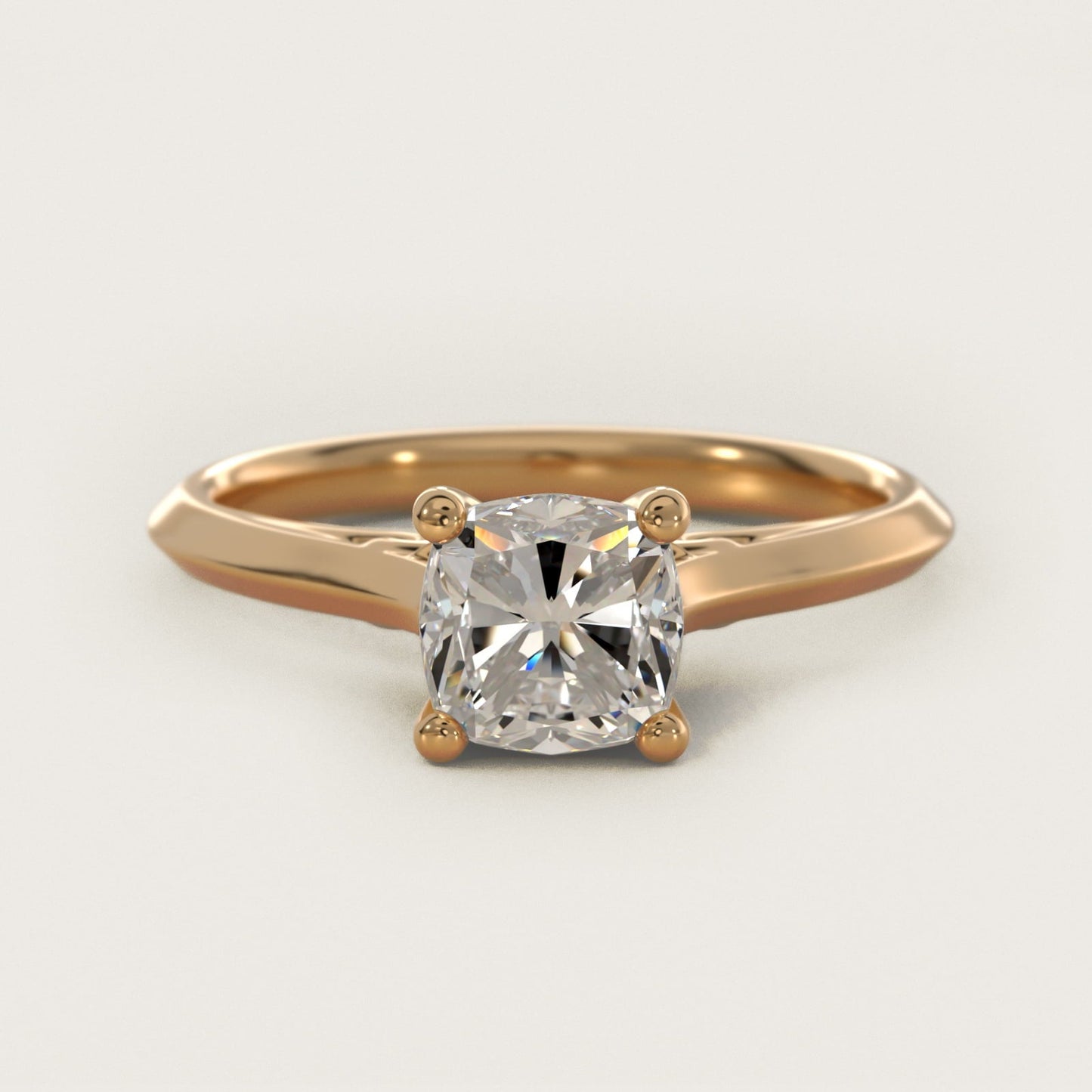 Knife Edge Lotus Bridge Solitaire Plus Diamond Engagement Ring in 18k Yellow Gold - Cushion Center