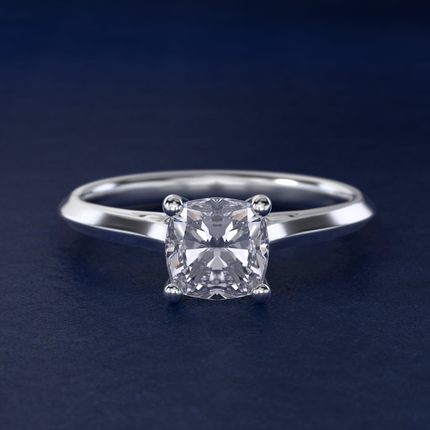 Knife Edge Lotus Bridge Solitaire Plus Diamond Engagement Ring in Platinum - Cushion Center