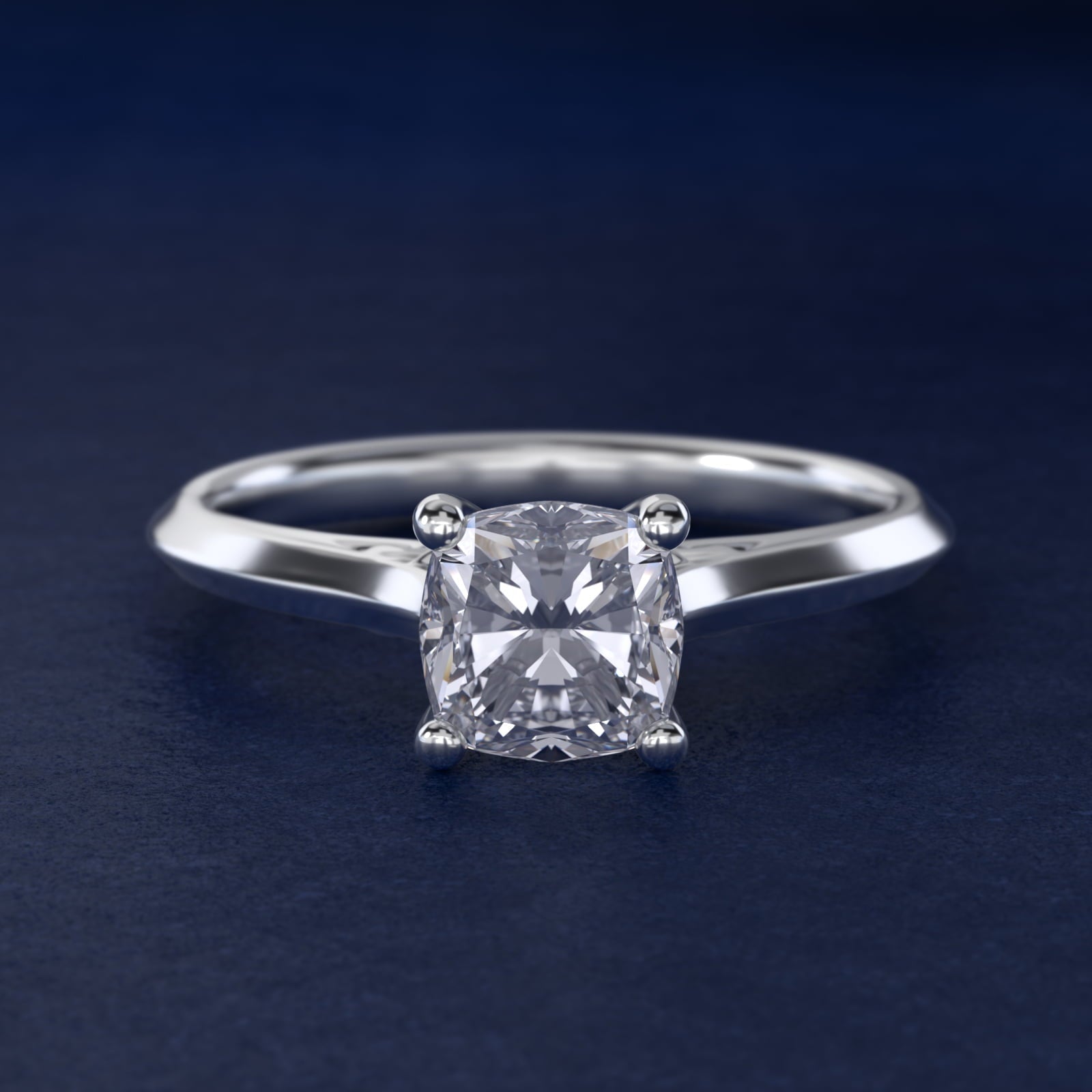 Knife Edge Lotus Bridge Solitaire Plus Diamond Engagement Ring in Platinum - Cushion Center