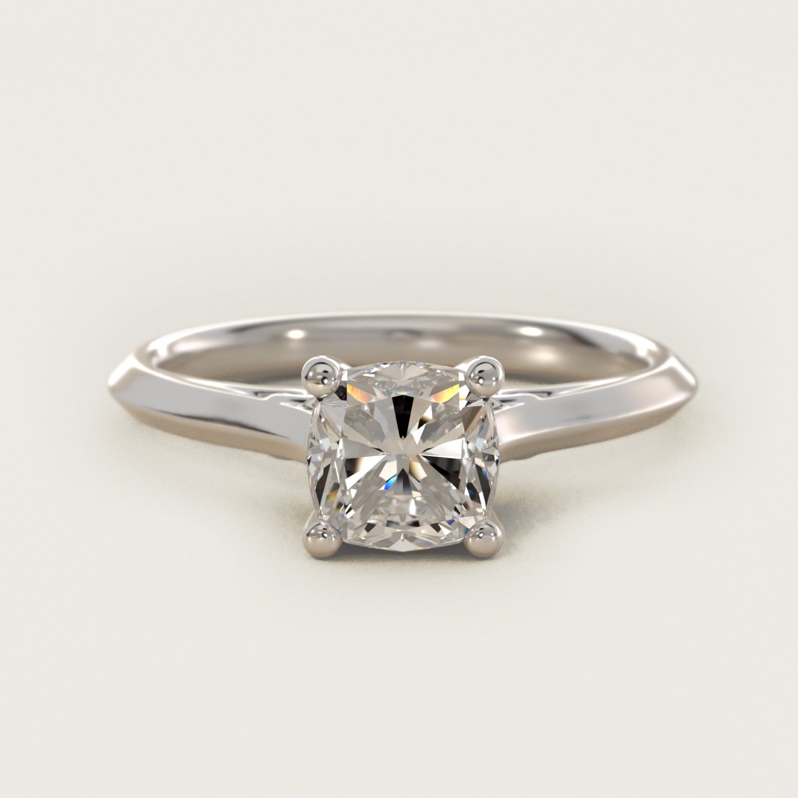 Knife Edge Lotus Bridge Solitaire Plus Diamond Engagement Ring in Platinum - Cushion Center