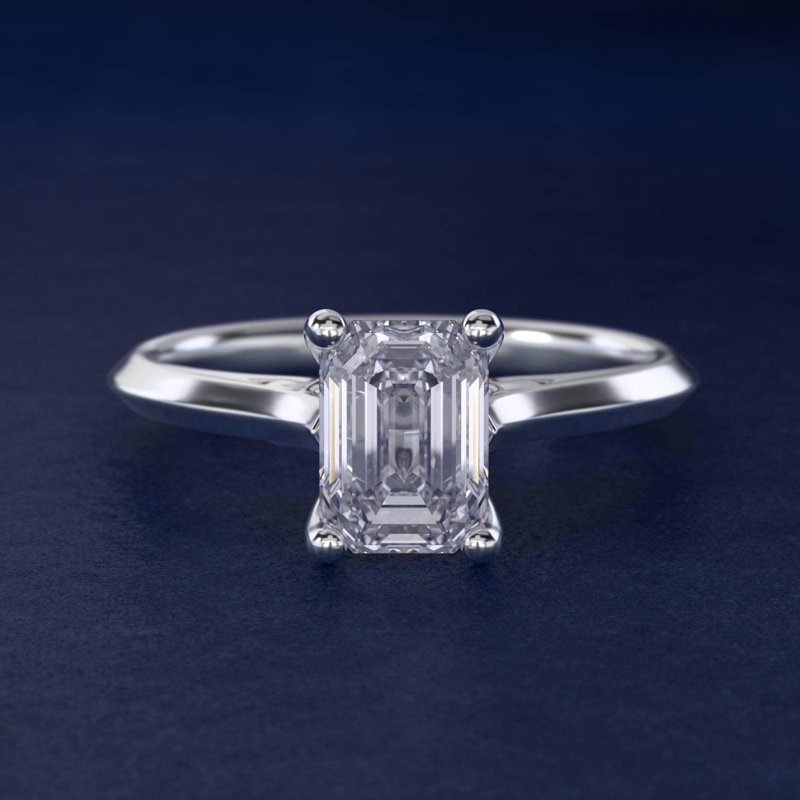 Knife Edge Lotus Bridge Solitaire Plus Diamond Engagement Ring in Platinum - Emerald Center