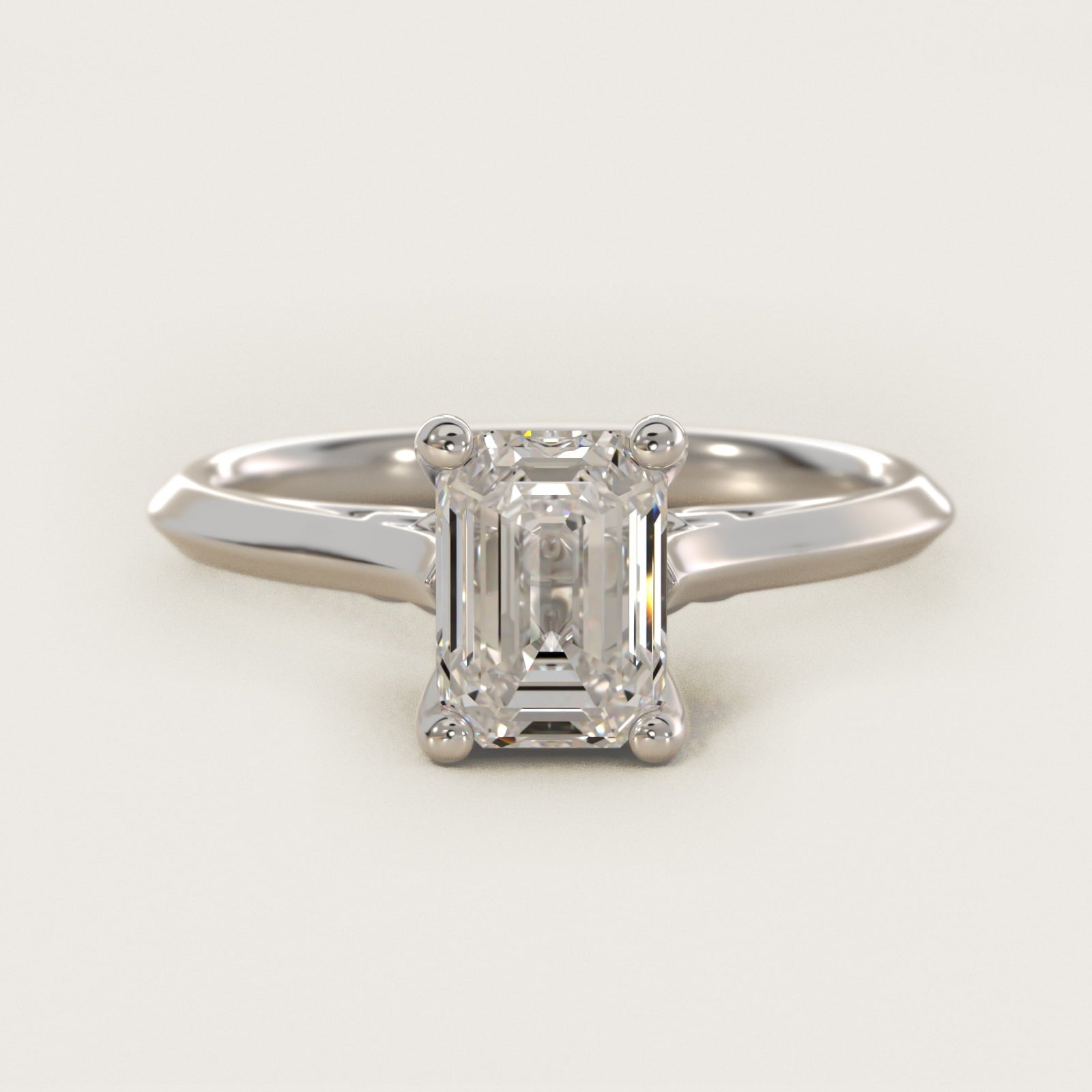 Knife Edge Lotus Bridge Solitaire Plus Diamond Engagement Ring in Platinum - Emerald Center