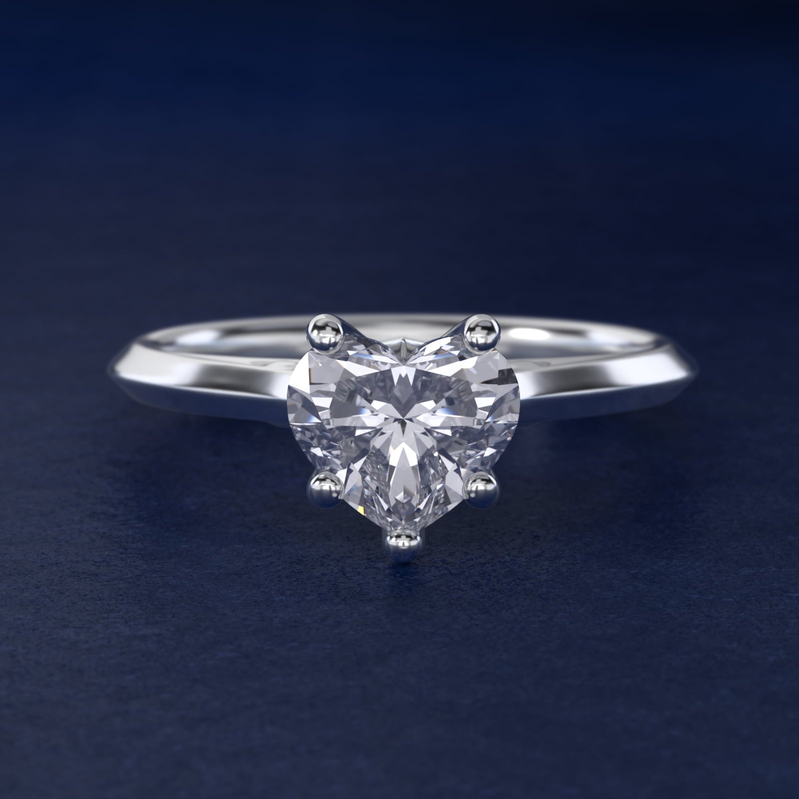 Knife Edge Lotus Bridge Solitaire Plus Diamond Engagement Ring in 14k White Gold - Heart Center