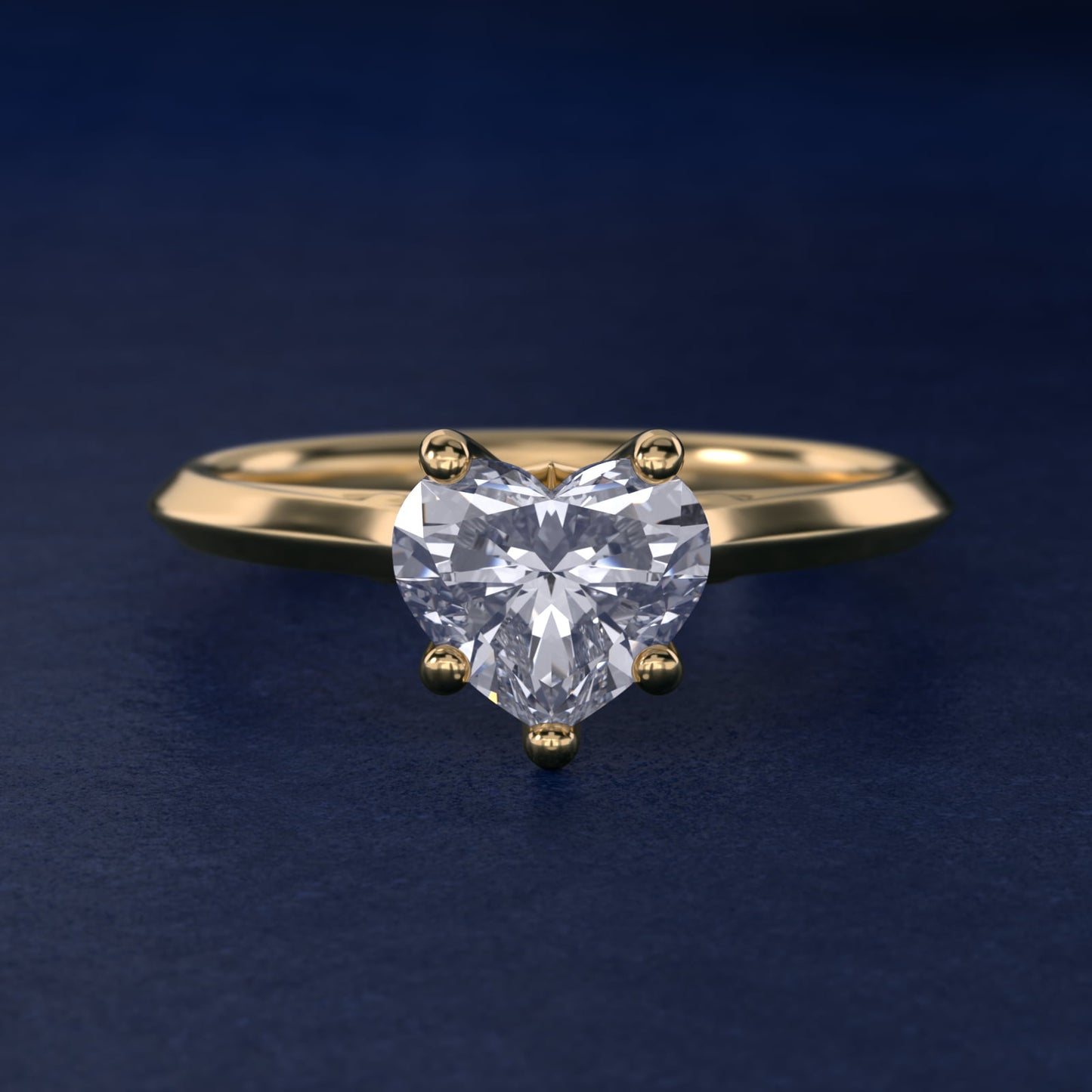 Knife Edge Lotus Bridge Solitaire Plus Diamond Engagement Ring in 14k Yellow Gold - Heart Center