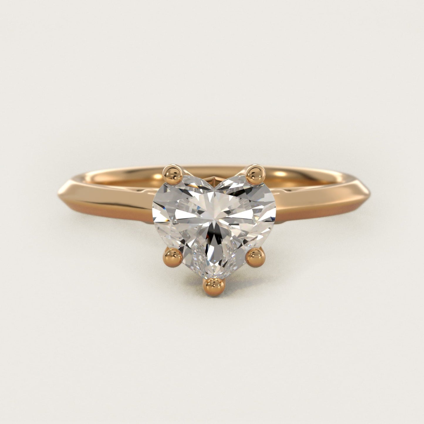 Knife Edge Lotus Bridge Solitaire Plus Diamond Engagement Ring in 18k Yellow Gold - Heart Center