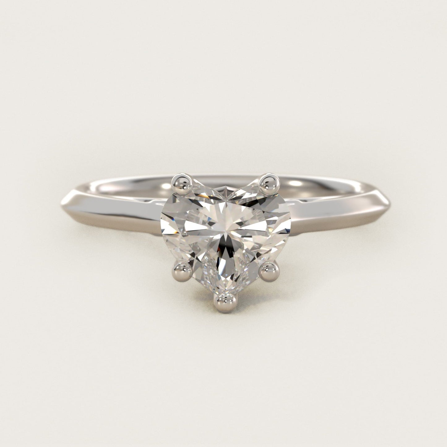 Knife Edge Lotus Bridge Solitaire Plus Diamond Engagement Ring in Platinum - Heart Center
