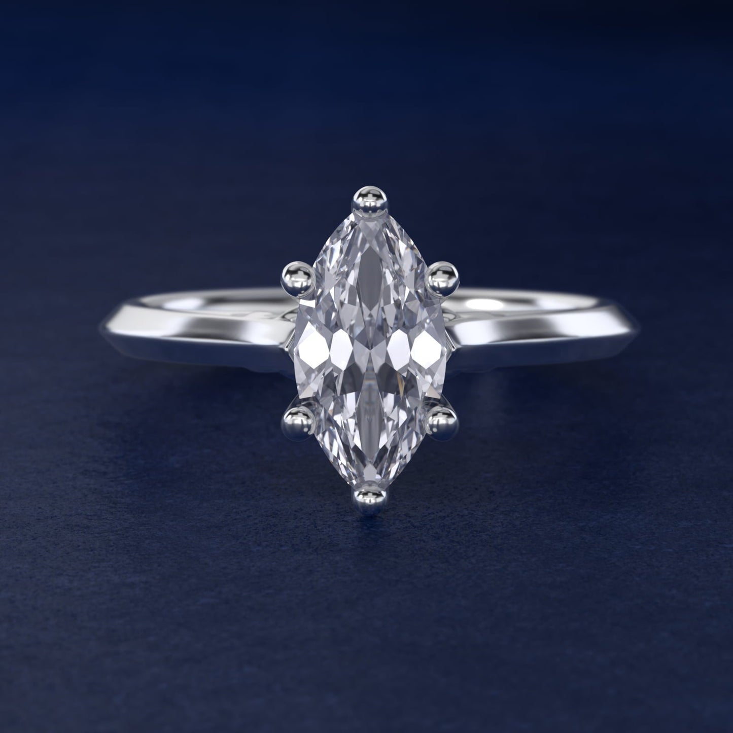 Knife Edge Lotus Bridge Solitaire Plus Diamond Engagement Ring in Platinum - Marquise Center