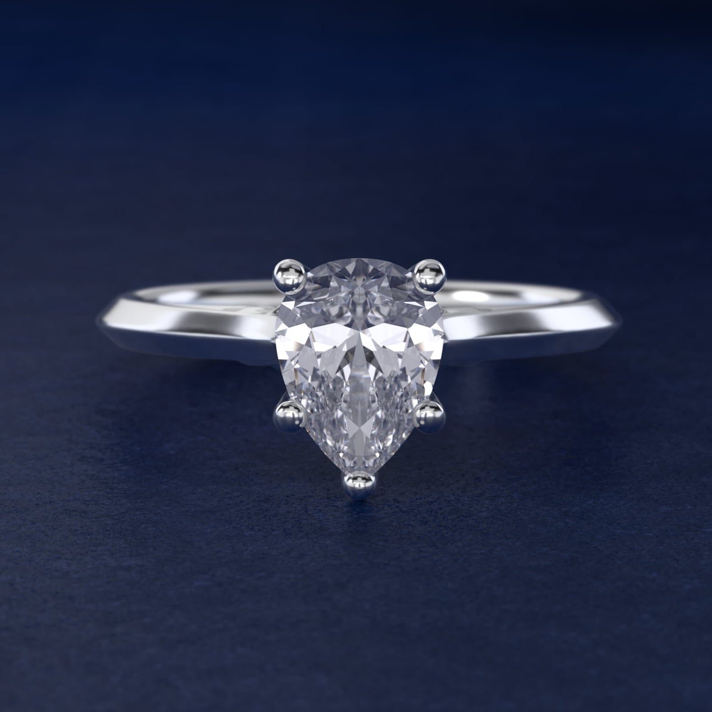Knife Edge Lotus Bridge Solitaire Plus Diamond Engagement Ring in 14k White Gold - Pear Center