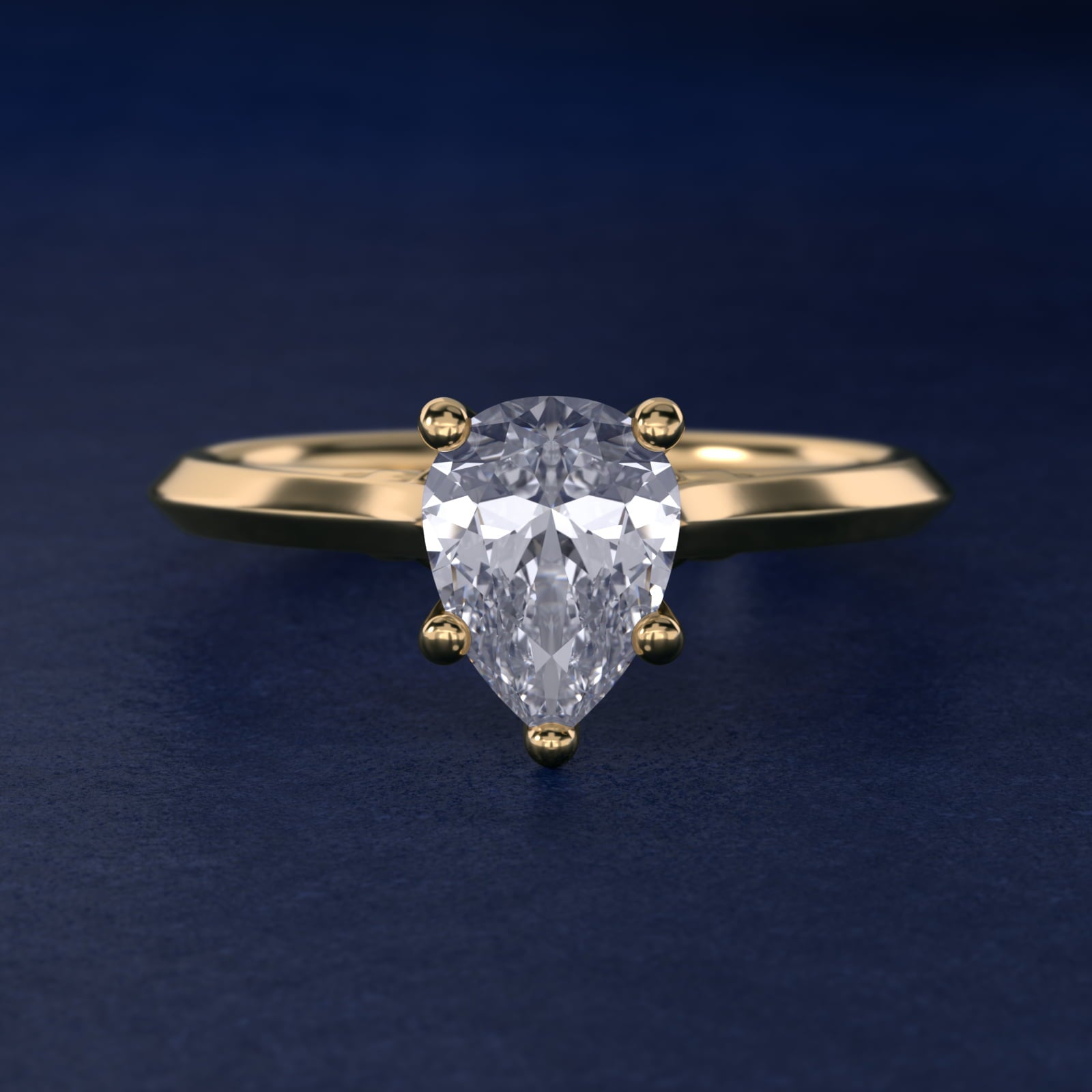 Knife Edge Lotus Bridge Solitaire Plus Diamond Engagement Ring in 14k Yellow Gold - Pear Center