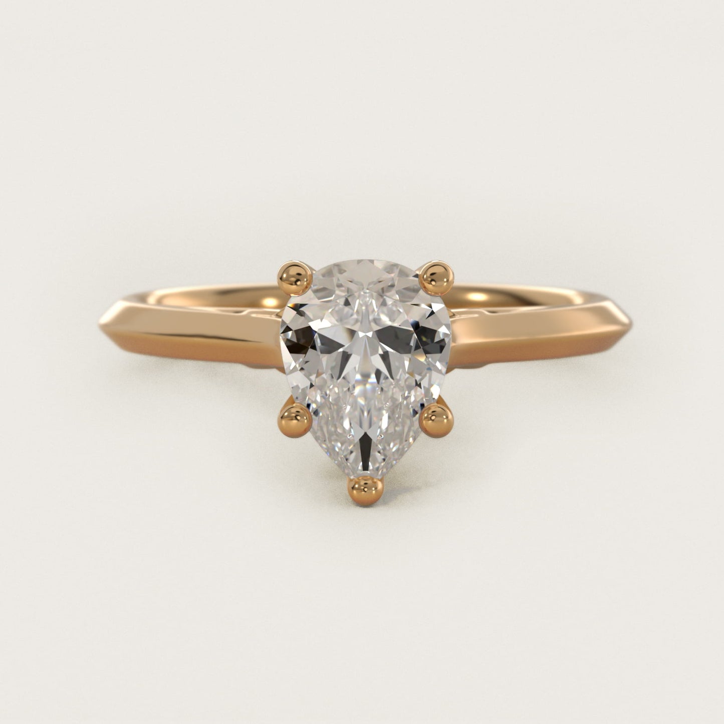 Knife Edge Lotus Bridge Solitaire Plus Diamond Engagement Ring in 14k Yellow Gold - Pear Center