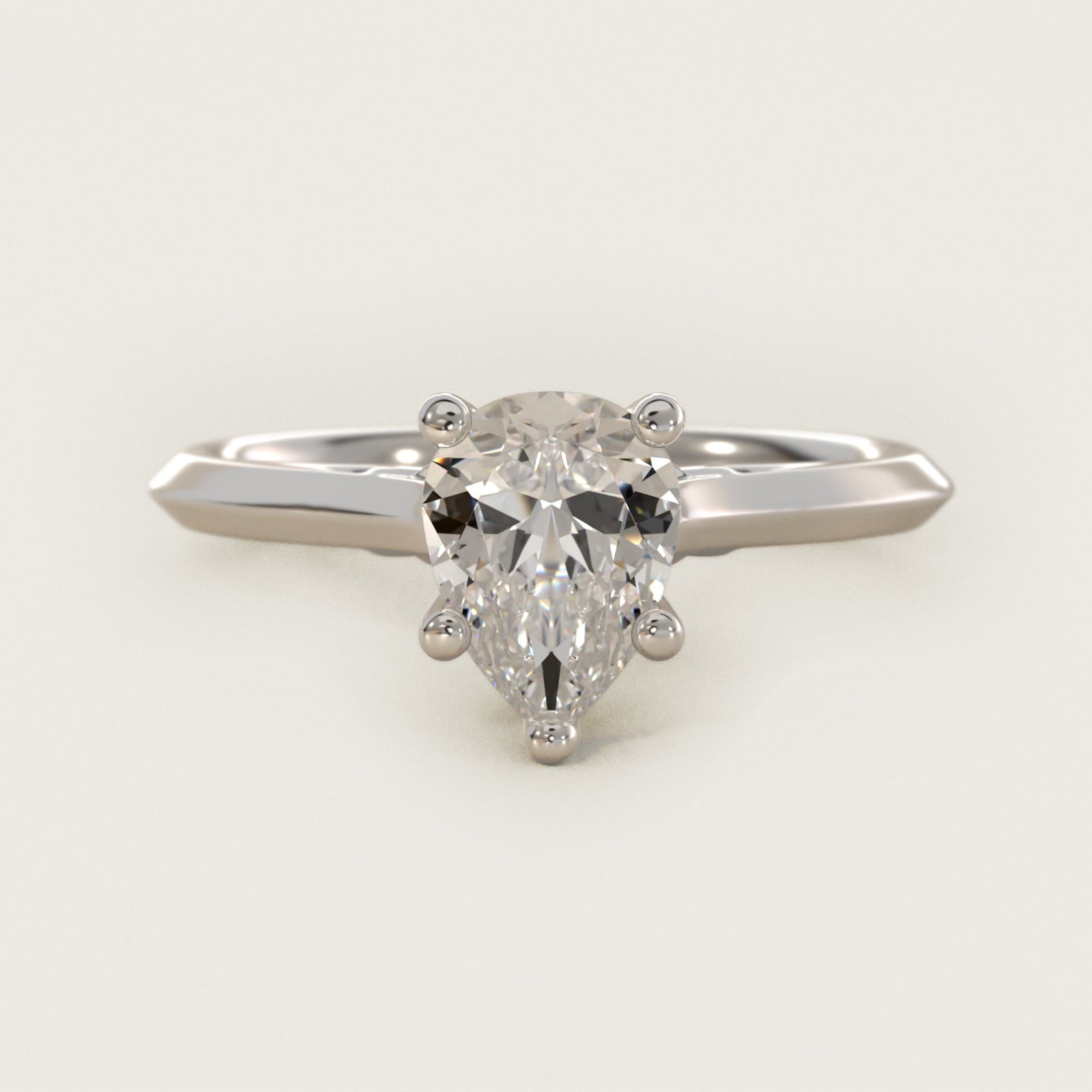 Knife Edge Lotus Bridge Solitaire Plus Diamond Engagement Ring in Platinum - Pear Center