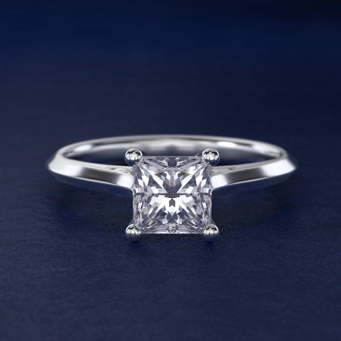 Knife Edge Lotus Bridge Solitaire Plus Diamond Engagement Ring in 14k White Gold - Princess Center