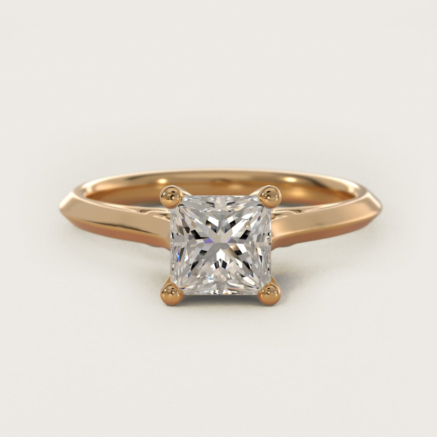Knife Edge Lotus Bridge Solitaire Plus Diamond Engagement Ring in 14k Yellow Gold - Princess Center