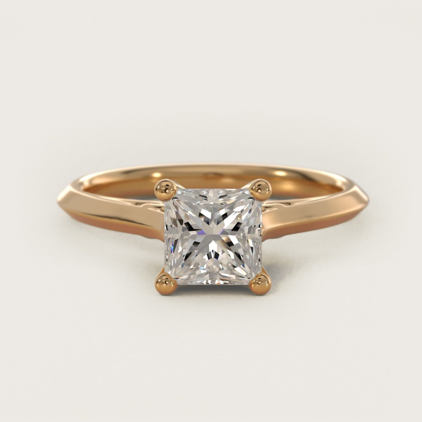 Knife Edge Lotus Bridge Solitaire Plus Diamond Engagement Ring in 18k Yellow Gold - Princess Center
