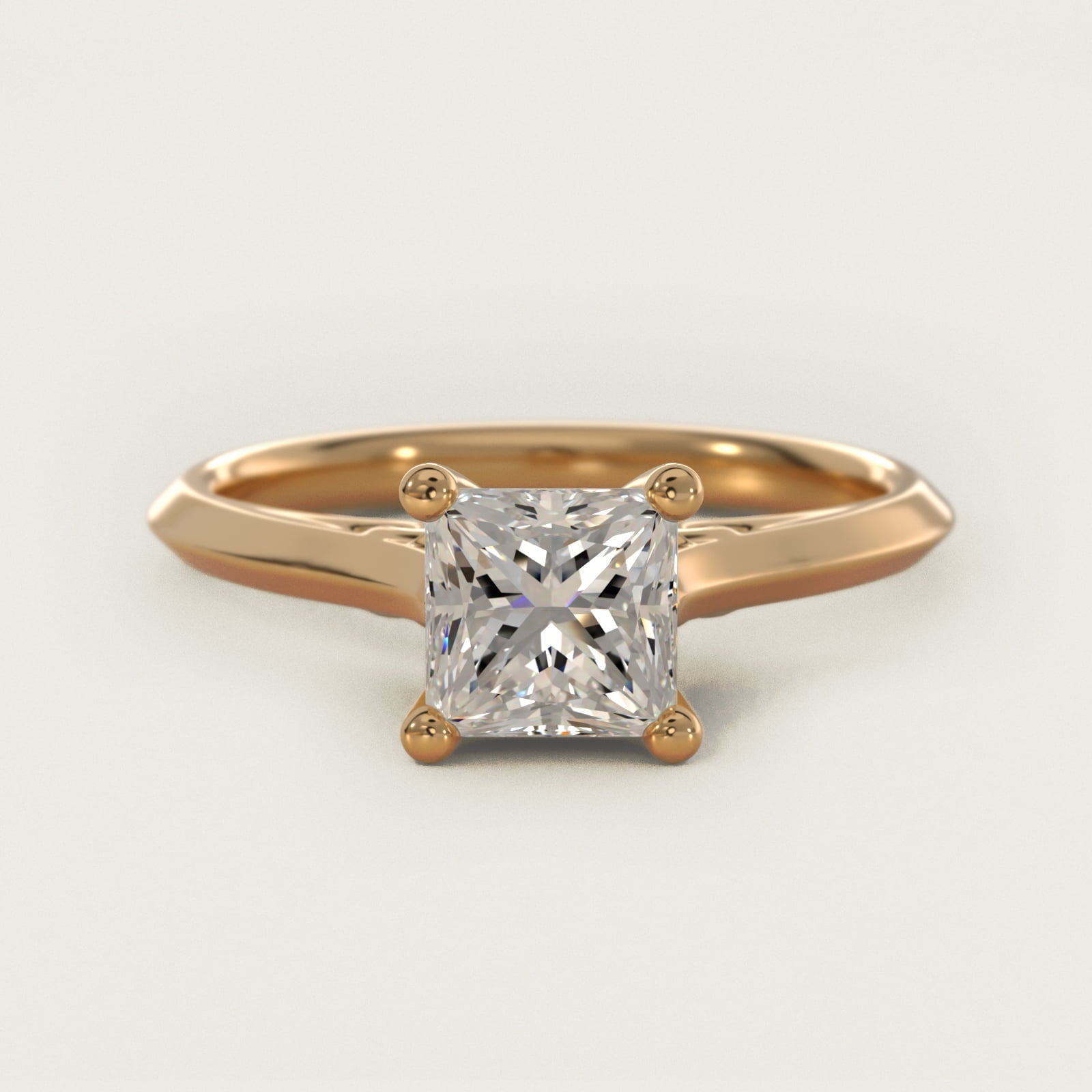 Knife Edge Lotus Bridge Solitaire Plus Diamond Engagement Ring in 18k Yellow Gold - Princess Center