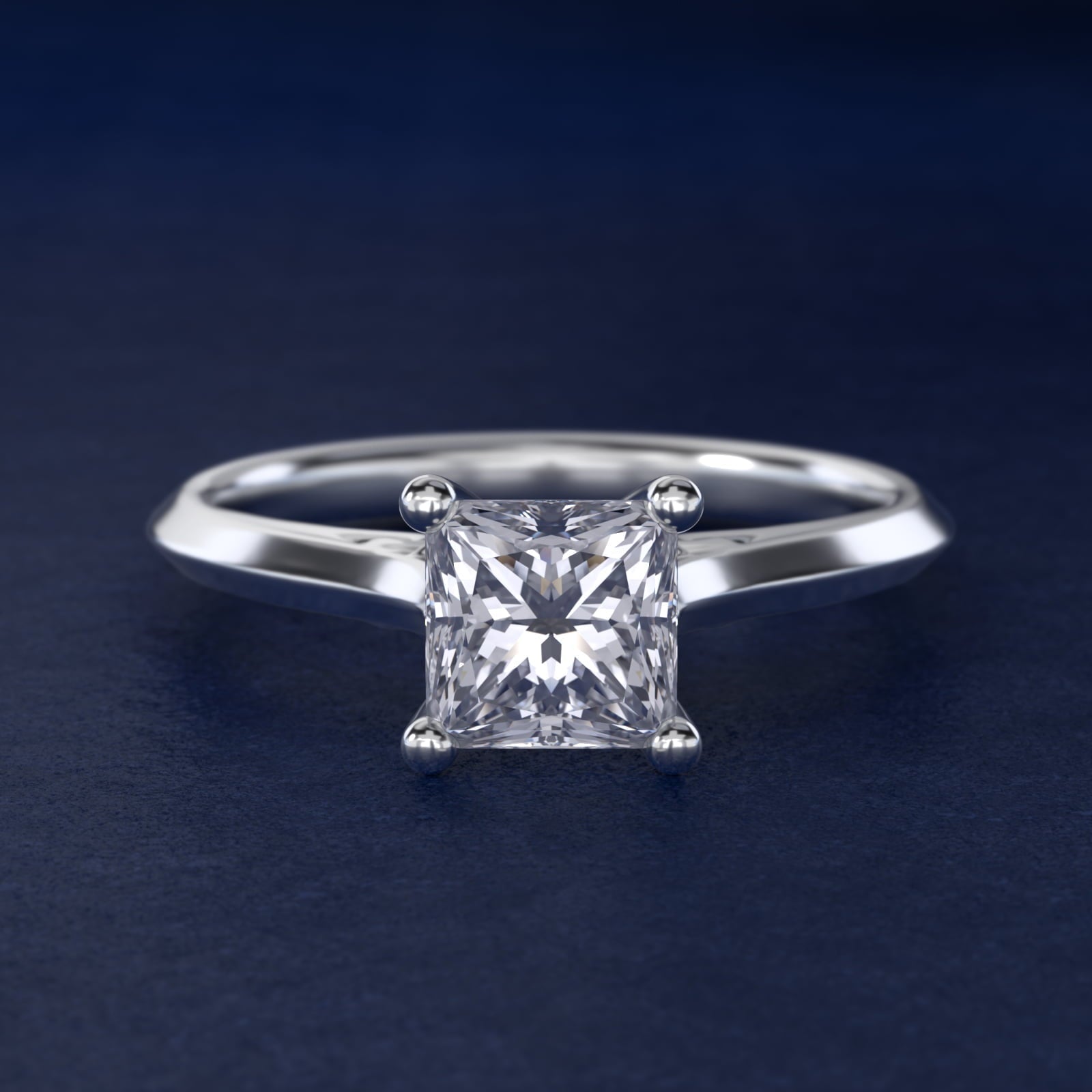 Knife Edge Lotus Bridge Solitaire Plus Diamond Engagement Ring in Platinum - Princess Center