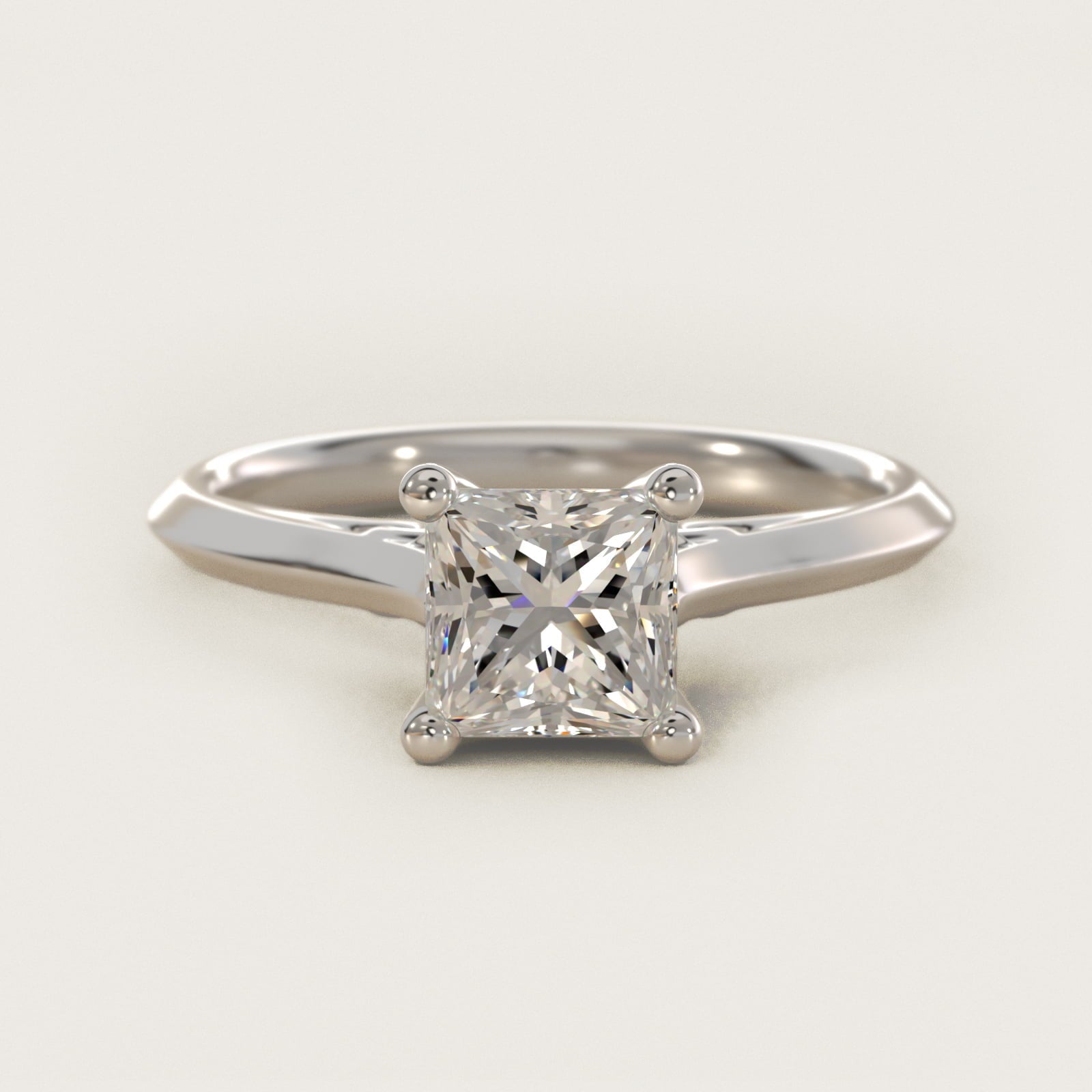 Knife Edge Lotus Bridge Solitaire Plus Diamond Engagement Ring in Platinum - Princess Center