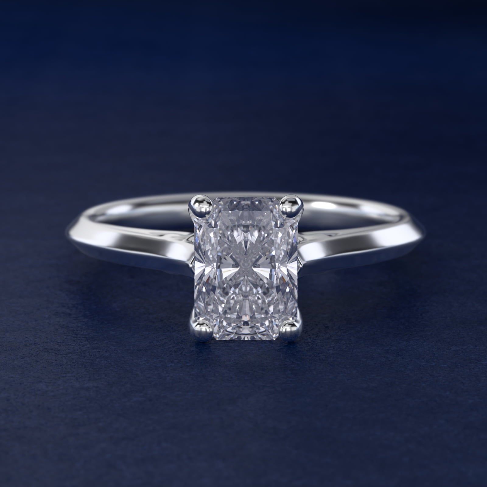 Knife Edge Lotus Bridge Solitaire Plus Diamond Engagement Ring in 14k White Gold - Radiant Center