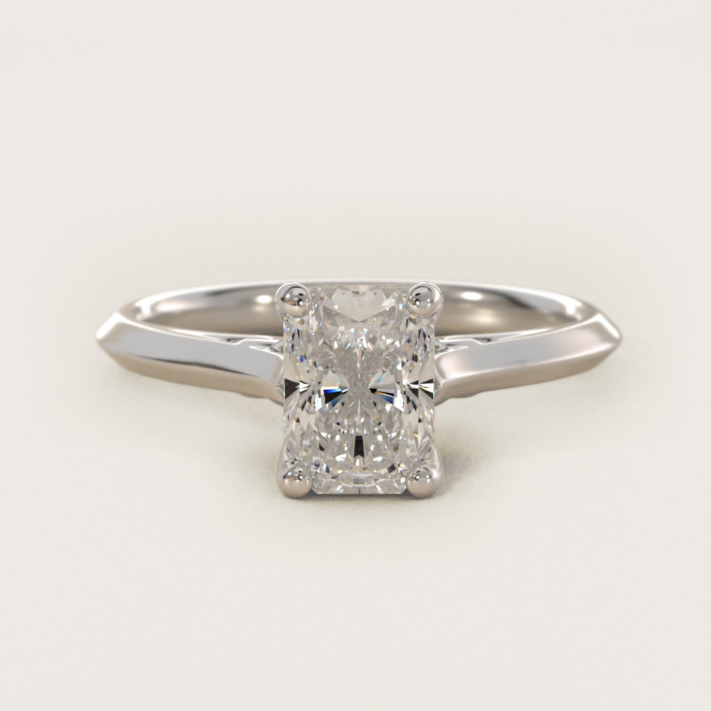 Knife Edge Lotus Bridge Solitaire Plus Diamond Engagement Ring in 14k White Gold - Radiant Center