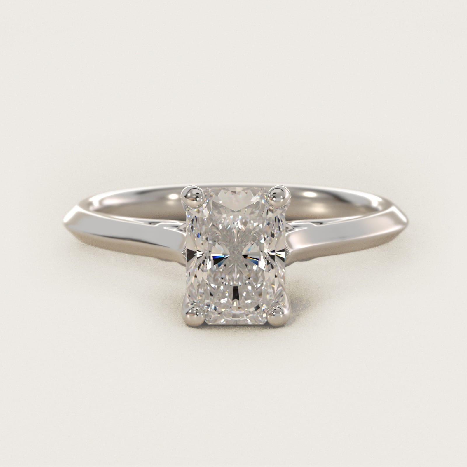 Knife Edge Lotus Bridge Solitaire Plus Diamond Engagement Ring in 14k White Gold - Radiant Center