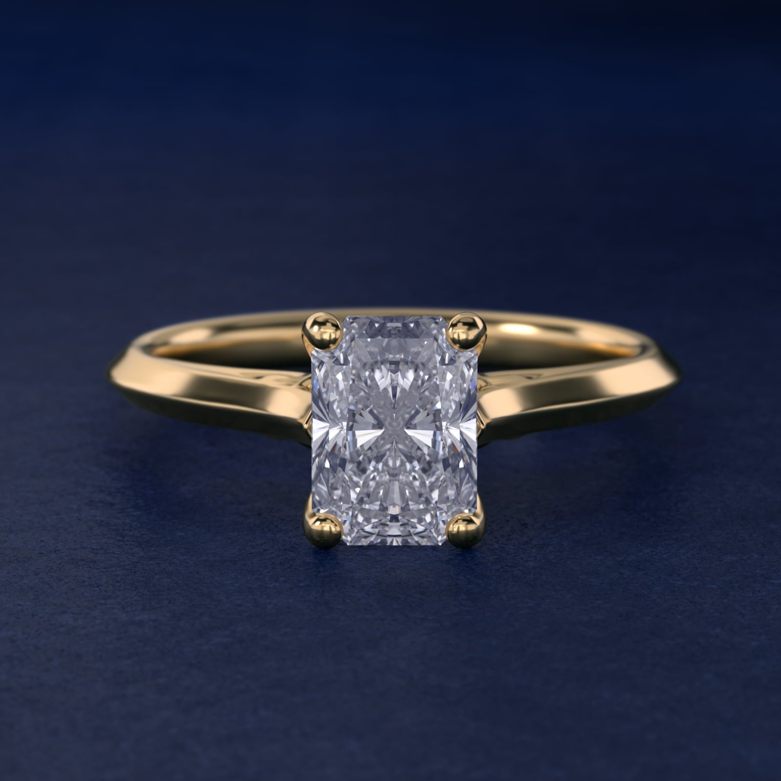 Knife Edge Lotus Bridge Solitaire Plus Diamond Engagement Ring in 18k Yellow Gold - Radiant Center