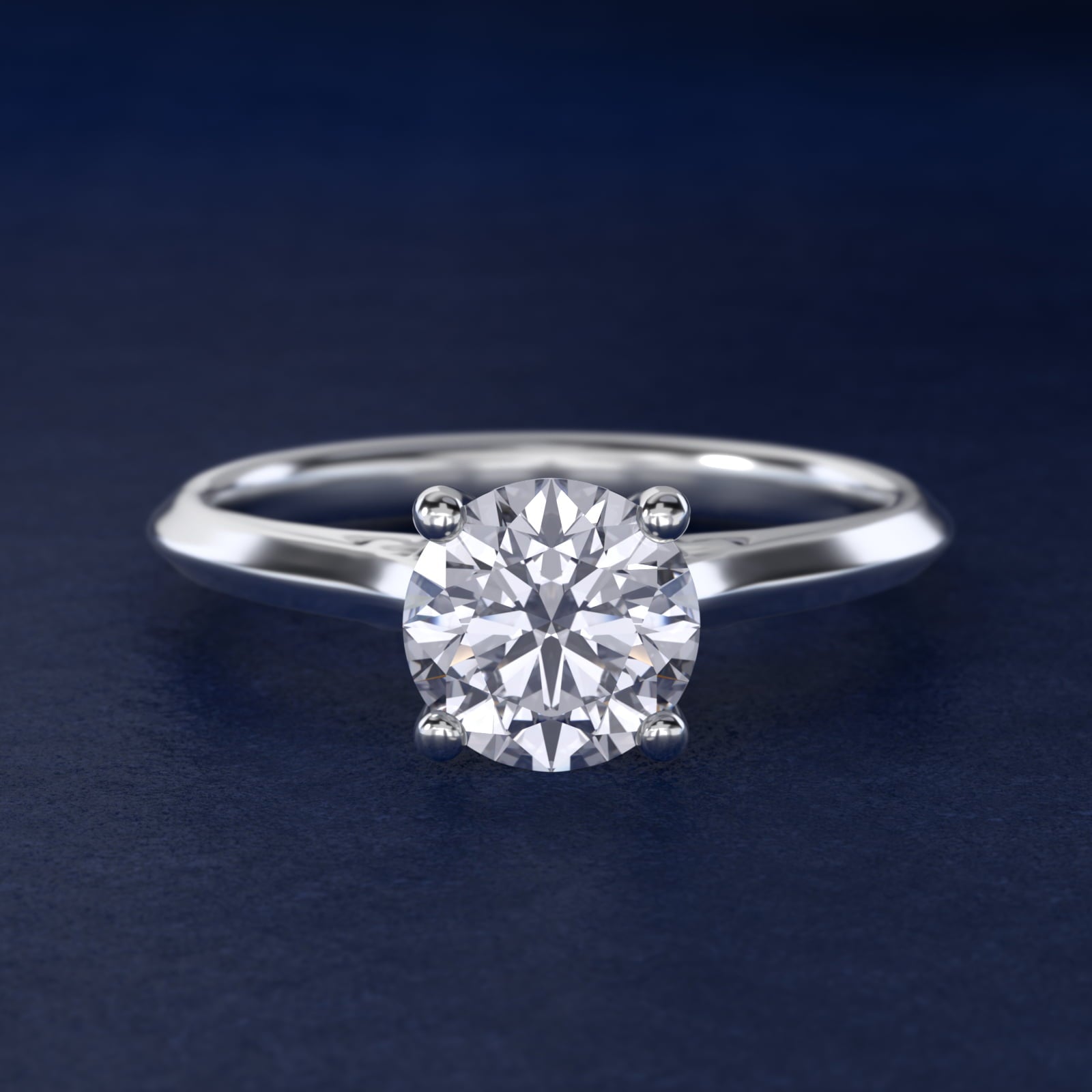 Knife Edge Lotus Bridge Solitaire Plus Diamond Engagement Ring in 14k White Gold - Round Center