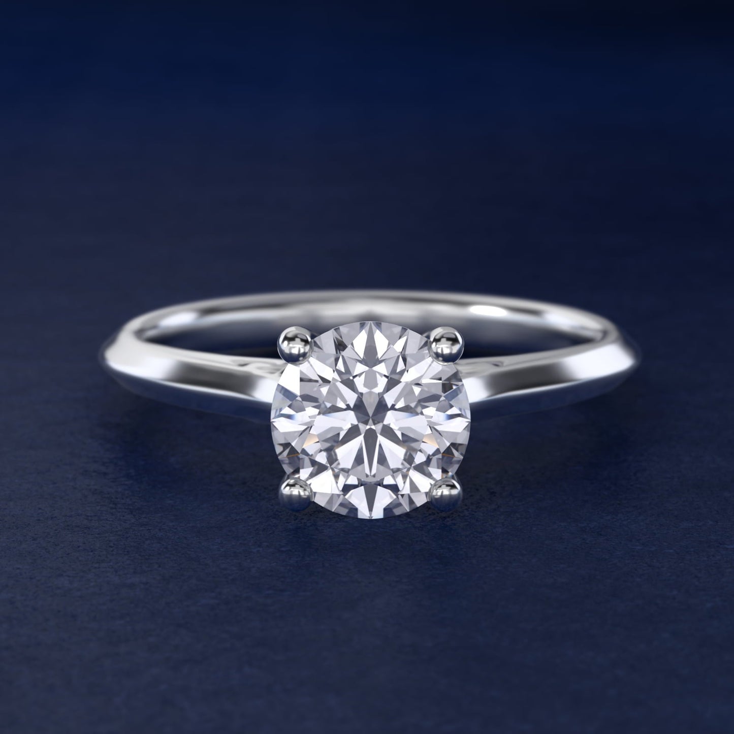 Knife Edge Lotus Bridge Solitaire Plus Diamond Engagement Ring in 18k White Gold - Round Center