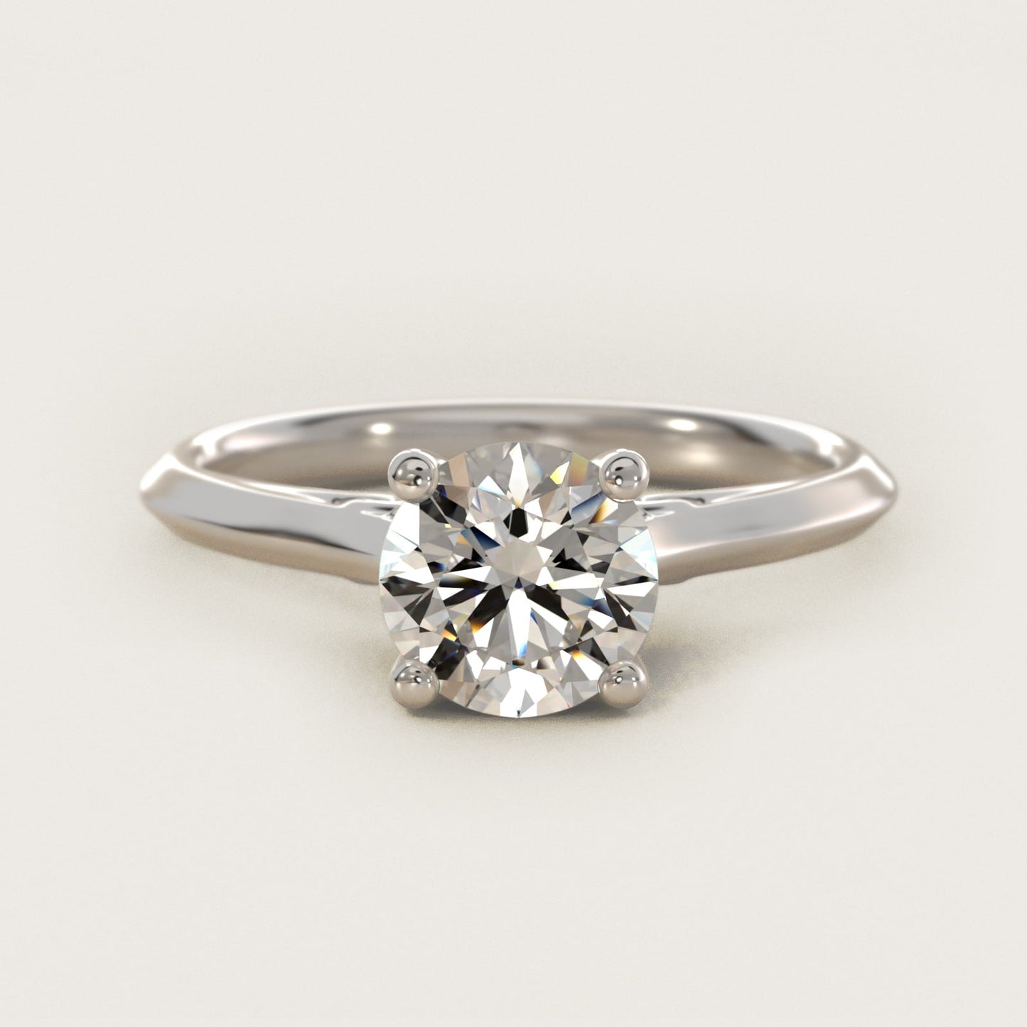 Knife Edge Lotus Bridge Solitaire Plus Diamond Engagement Ring in 14k White Gold - Round Center
