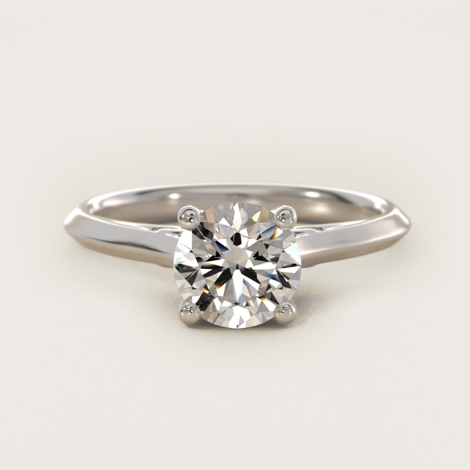 Knife Edge Lotus Bridge Solitaire Plus Diamond Engagement Ring in 14k White Gold - Round Center