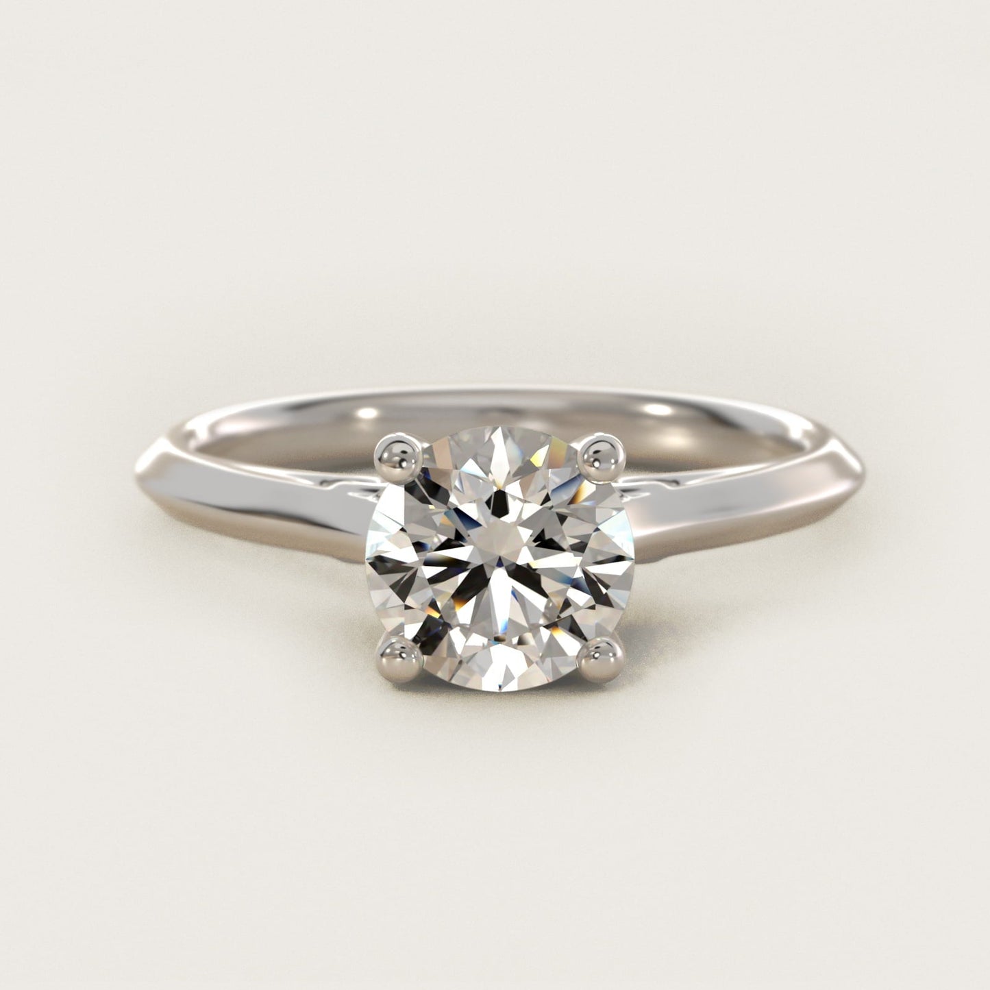 Knife Edge Lotus Bridge Solitaire Plus Diamond Engagement Ring in 18k White Gold - Round Center