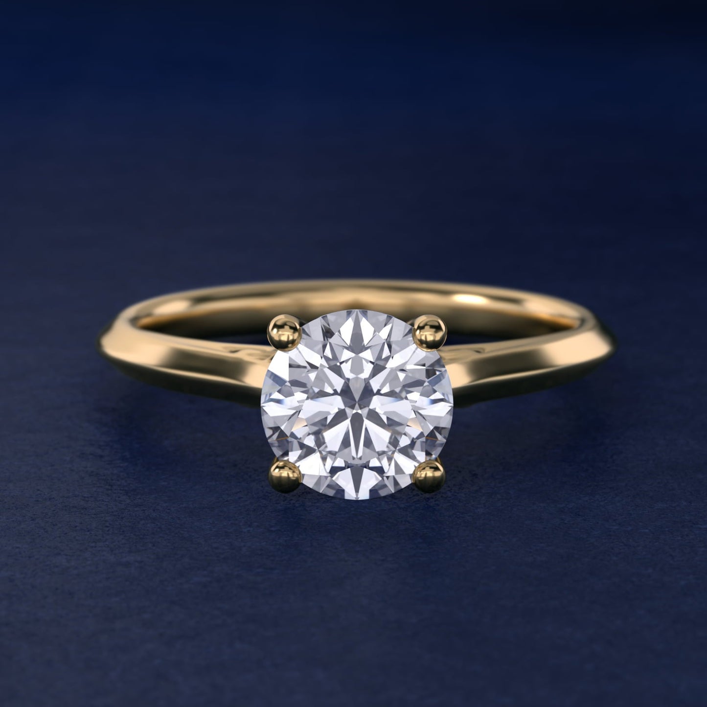 Knife Edge Lotus Bridge Solitaire Plus Diamond Engagement Ring in 18k Yellow Gold - Round Center