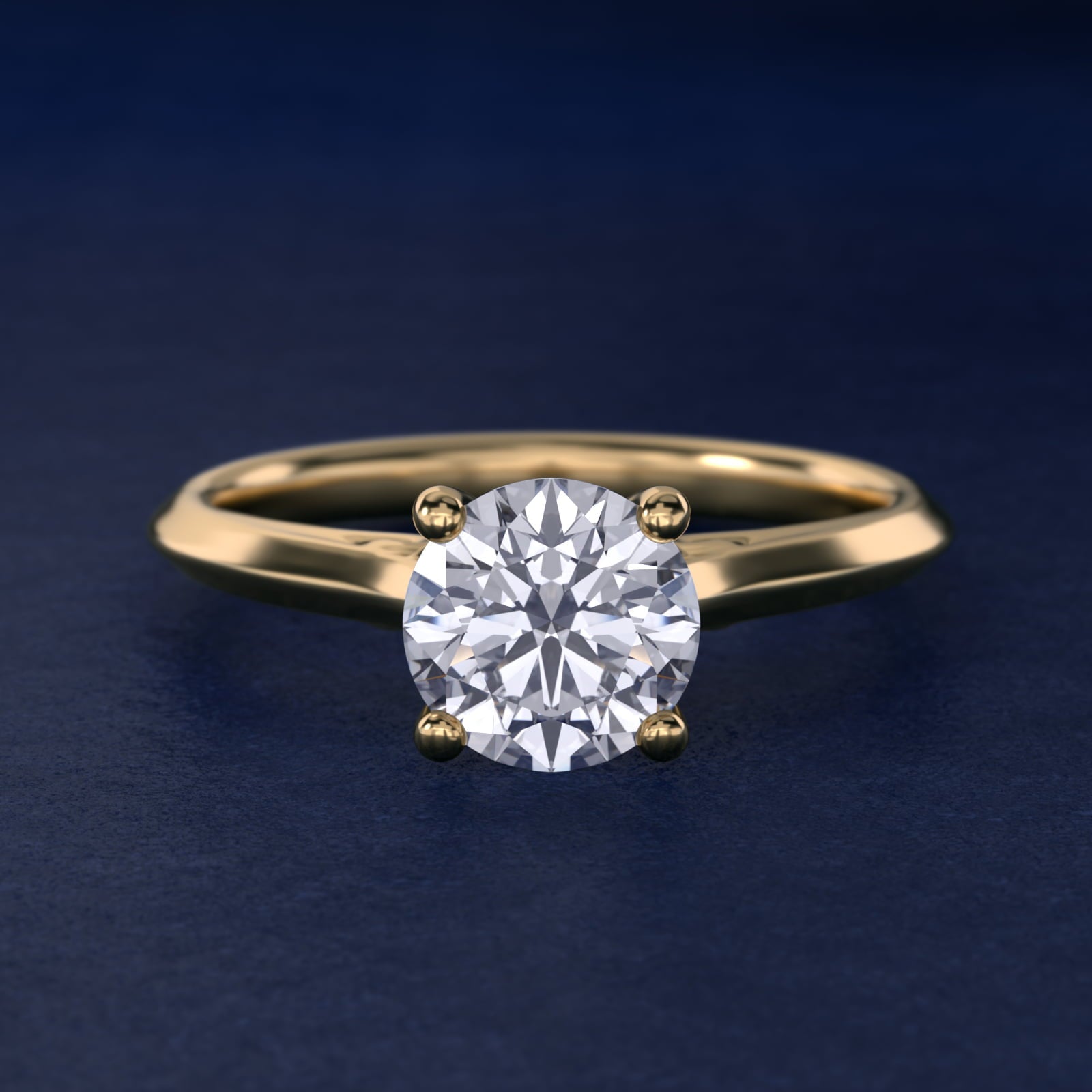 Knife Edge Lotus Bridge Solitaire Plus Diamond Engagement Ring in 18k Yellow Gold - Round Center